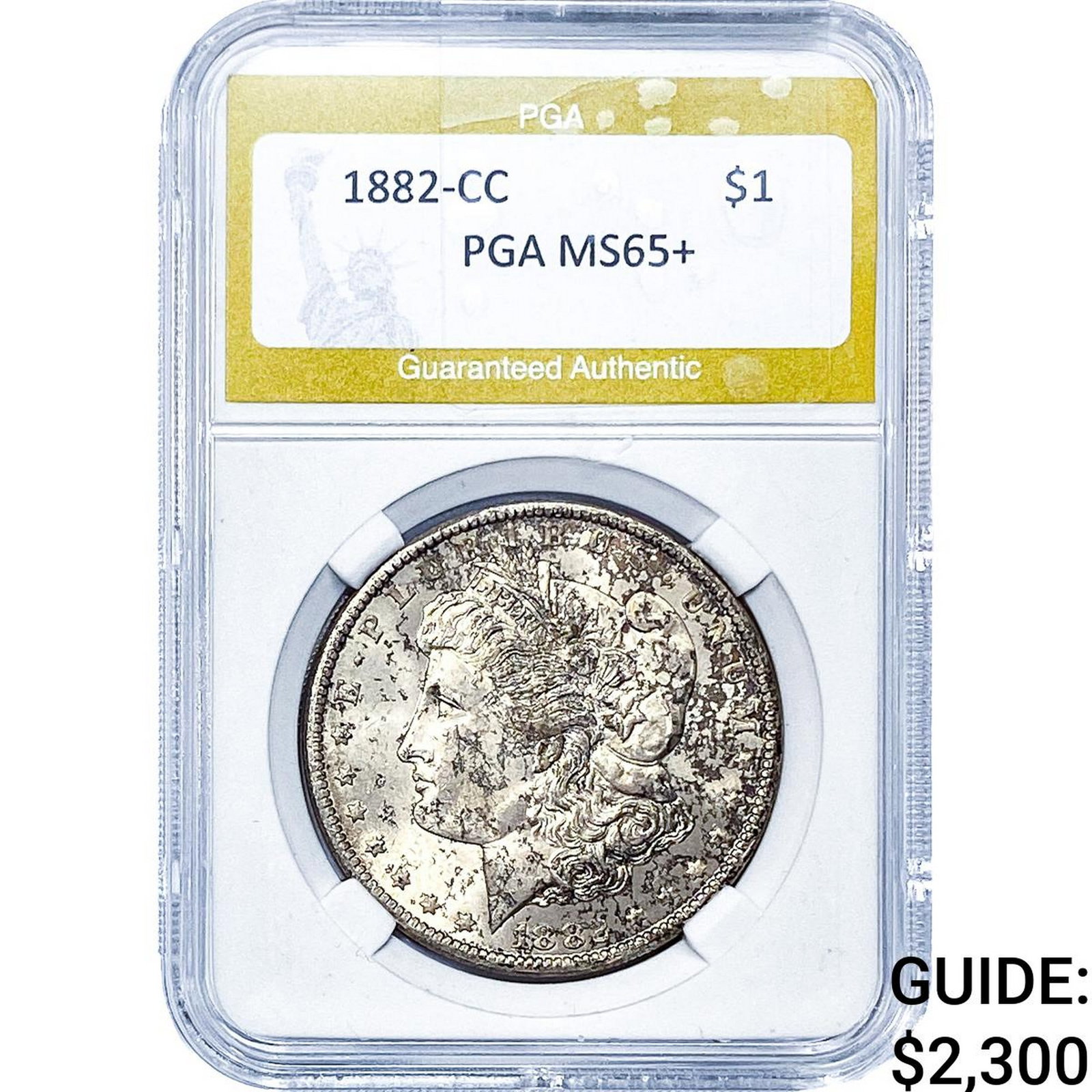 1882-CC Morgan Silver Dollar PGA MS65+: 1882-CC Morgan Silver Dollar PGA MS65+