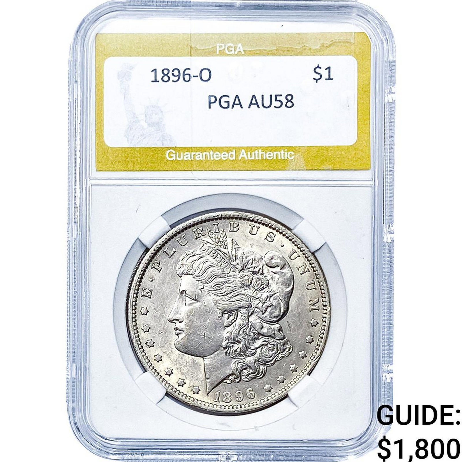 1896-O Morgan Silver Dollar PGA AU58: 1896-O Morgan Silver Dollar PGA AU58
