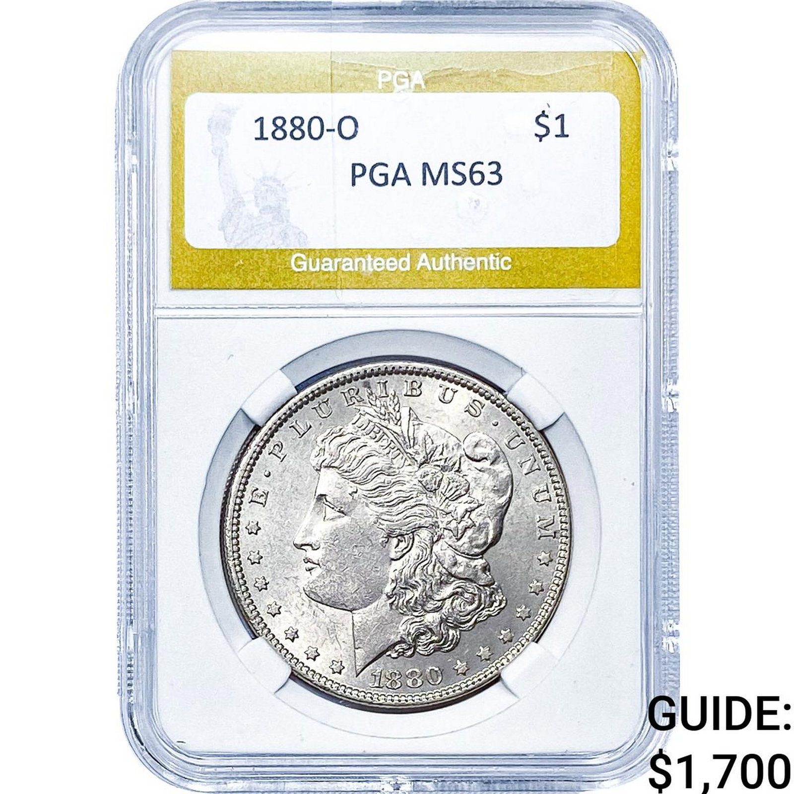 1880-O Morgan Silver Dollar PGA MS63: 1880-O Morgan Silver Dollar PGA MS63