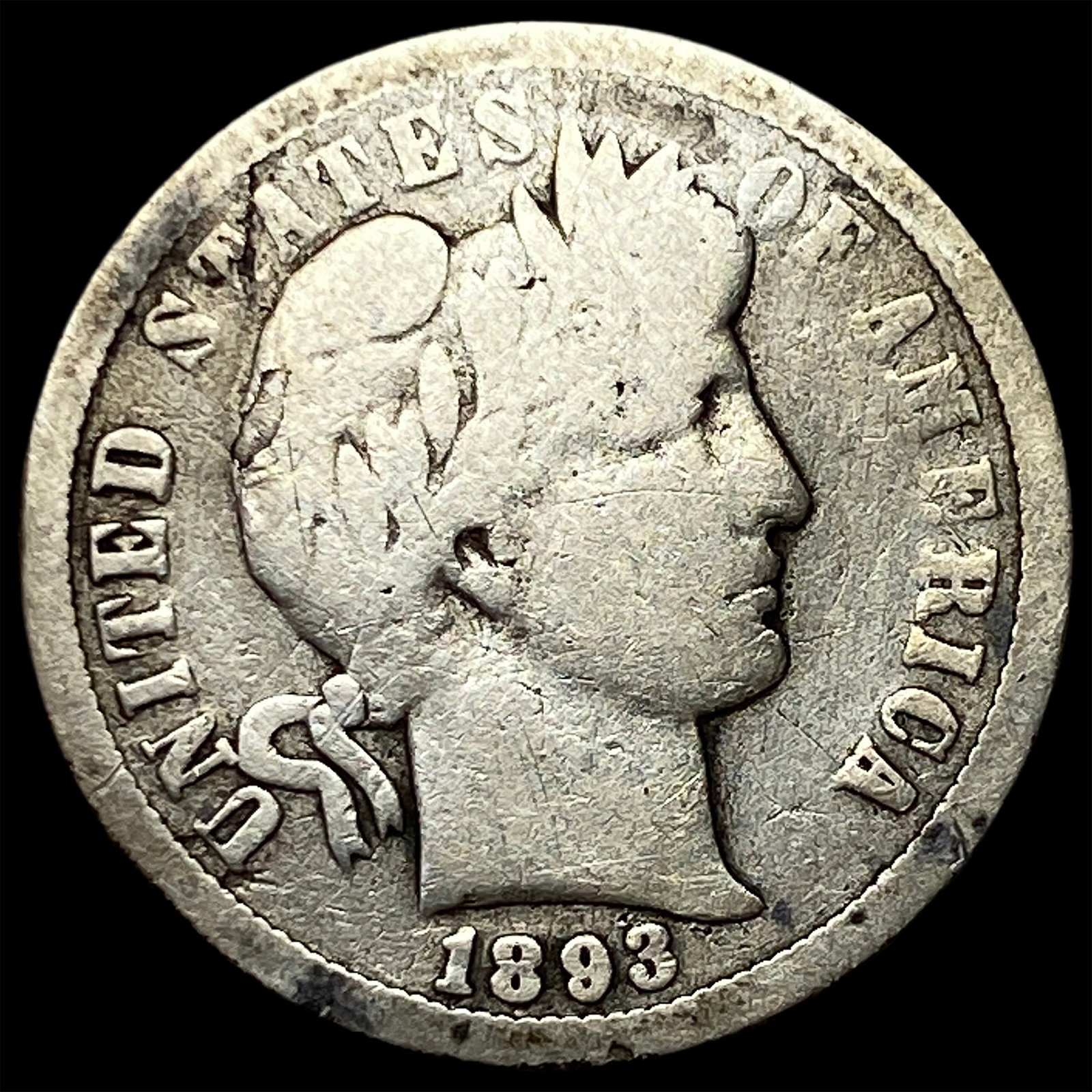 1893-O Silver Barber Dime NICELY CIRCULATED: 1893-O Silver Barber Dime NICELY CIRCULATED