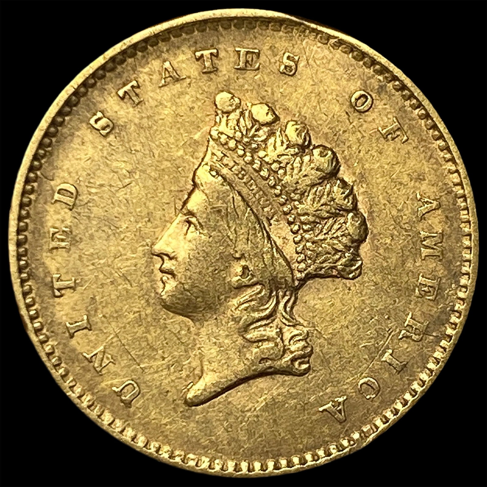 1854 Gold $1 Indian Princess Head CLOSELY UNCIRCULATED: 1854 Gold $1 Indian Princess Head CLOSELY UNCIRCULATED
