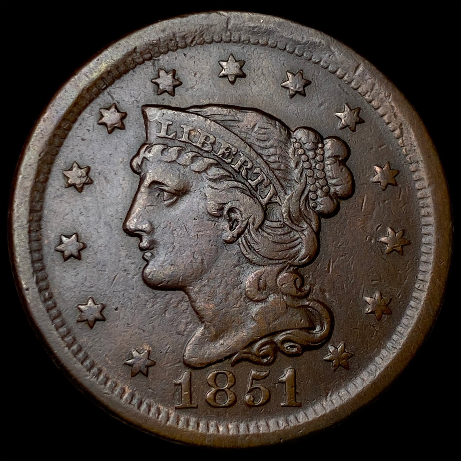 1851 Braided Hair Large Cent CHOICE AU (1 of 2)