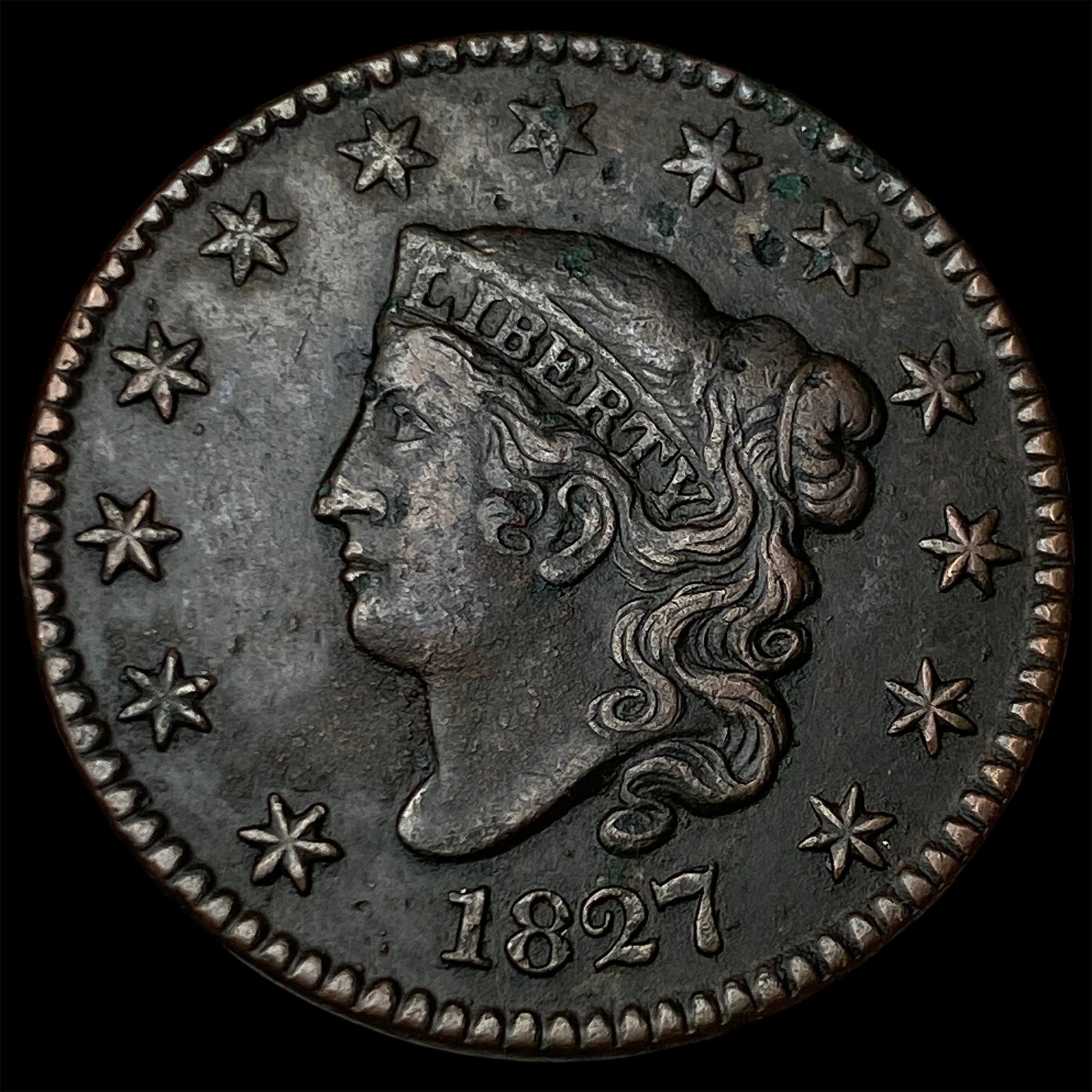 1827 Coronet Head Large Cent CLOSELY UNCIRCULATED (1 of 2)
