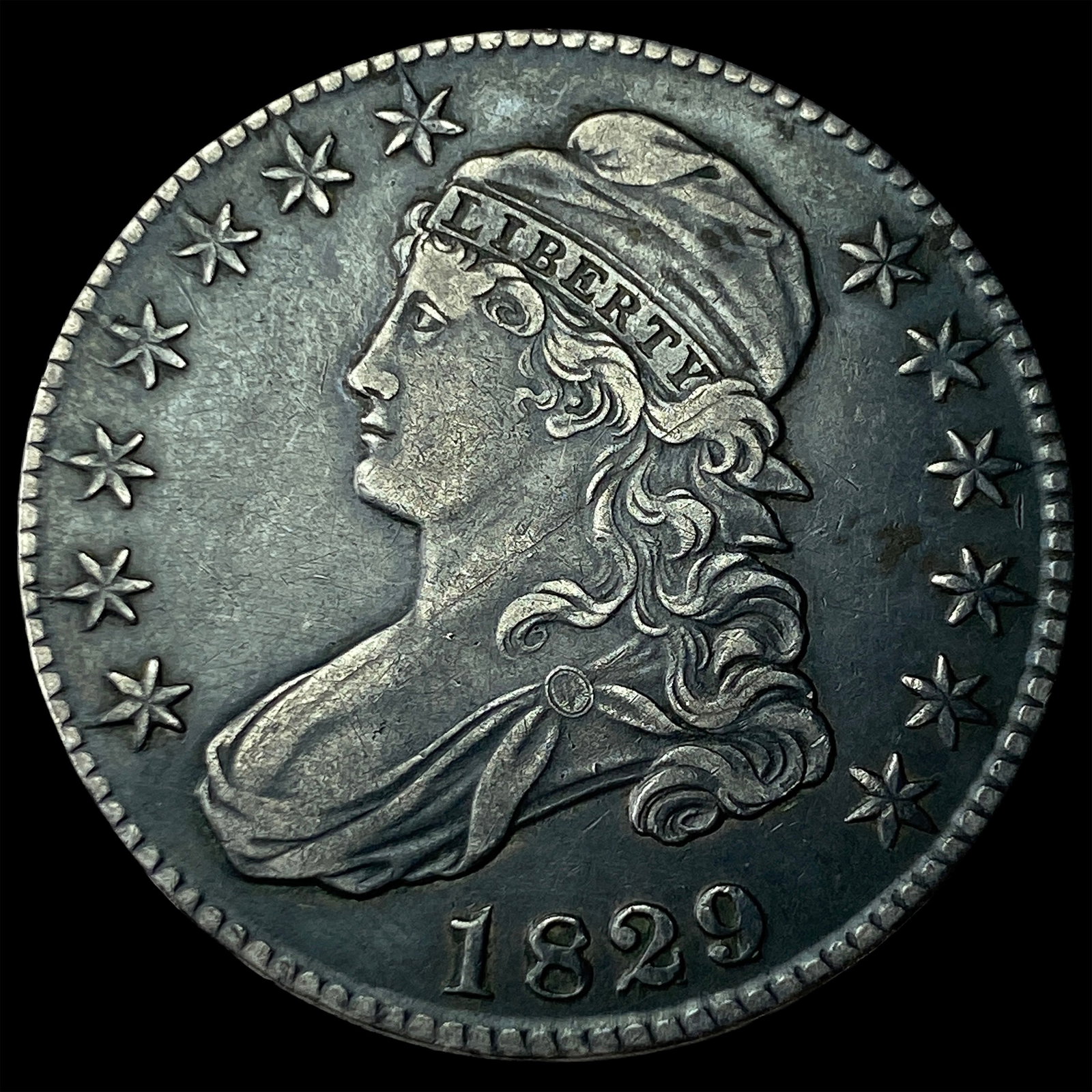 1829 Capped Bust Half Dollar CLOSELY UNCIRCULATED: 1829 Capped Bust Half Dollar CLOSELY UNCIRCULATED