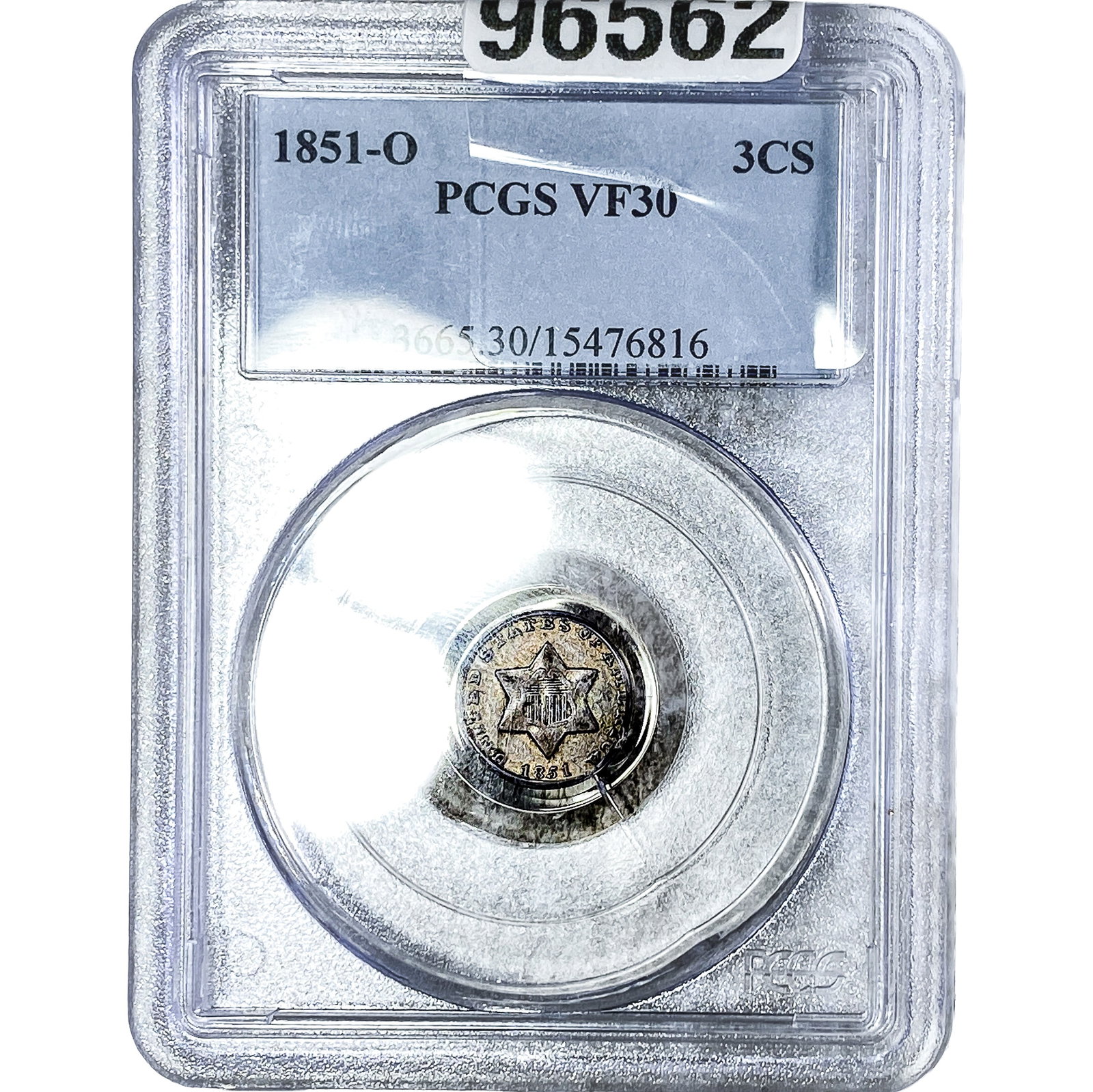 1851-O Silver Three Cent PCGS VF30 (1 of 2)