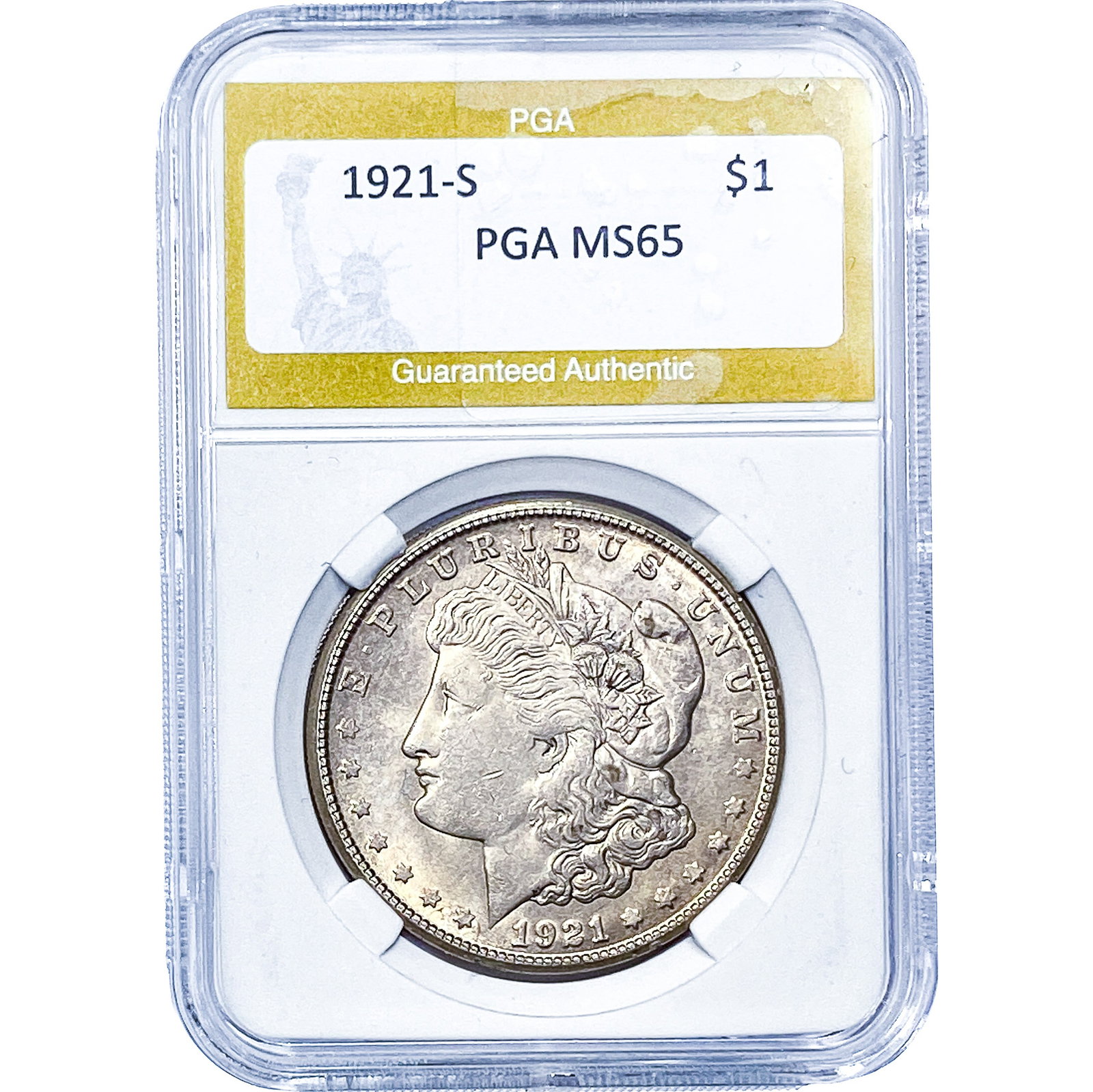 1921-S Morgan Silver Dollar PGA MS65: 1921-S Morgan Silver Dollar PGA MS65