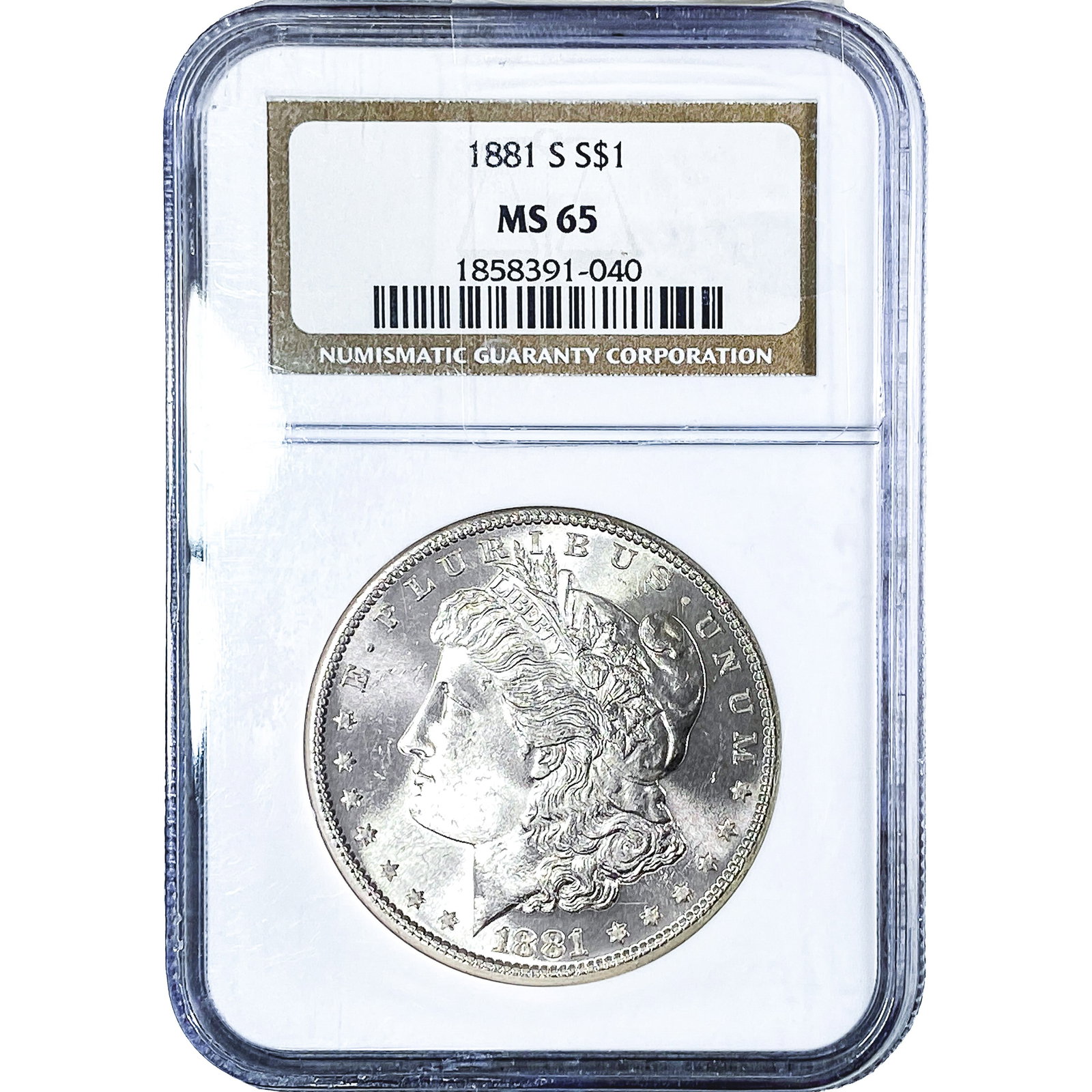 1881-S Morgan Silver Dollar NGC MS65: 1881-S Morgan Silver Dollar NGC MS65