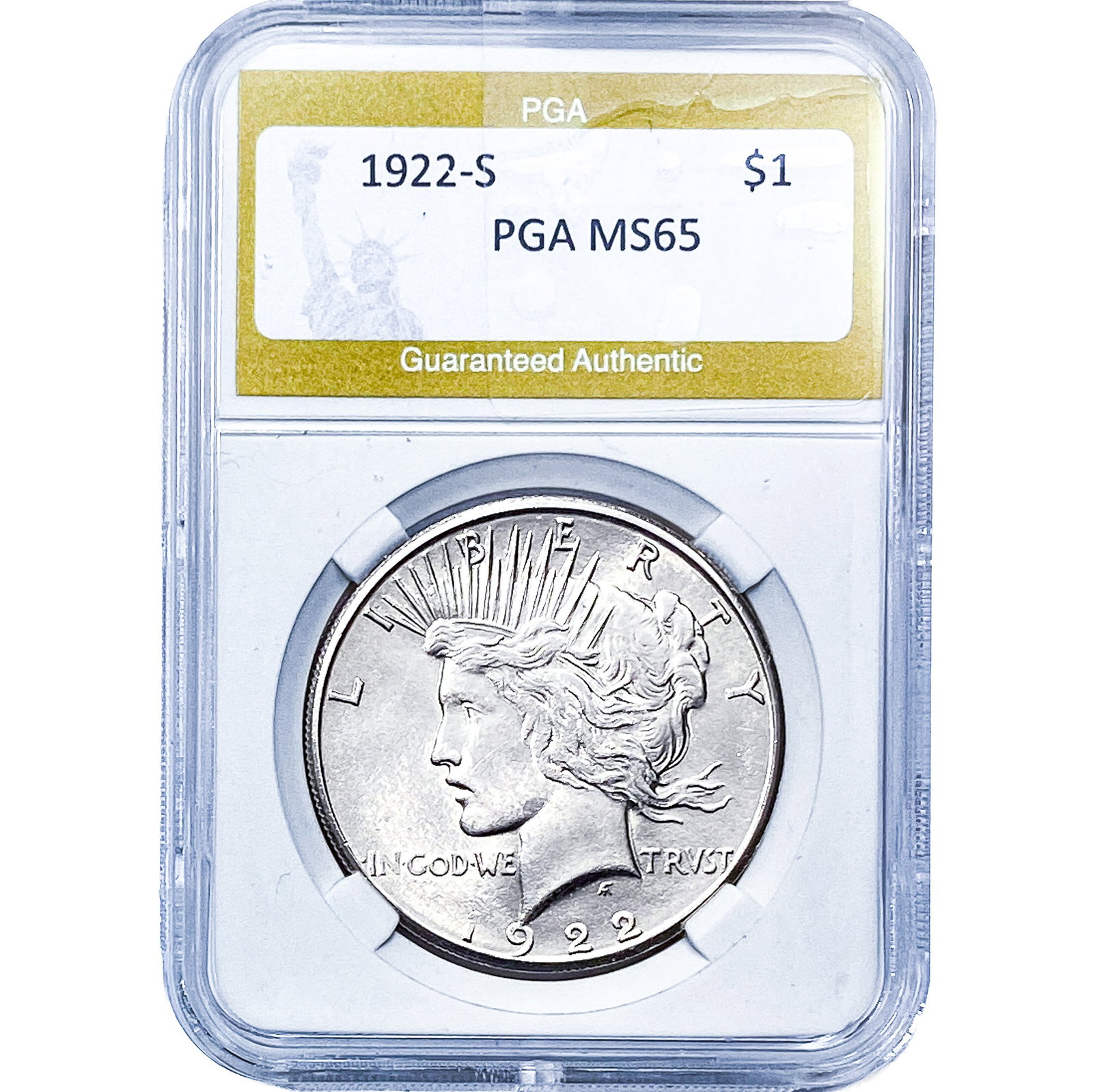 1922-S Silver Peace Dollar PGA MS65 (1 of 2)