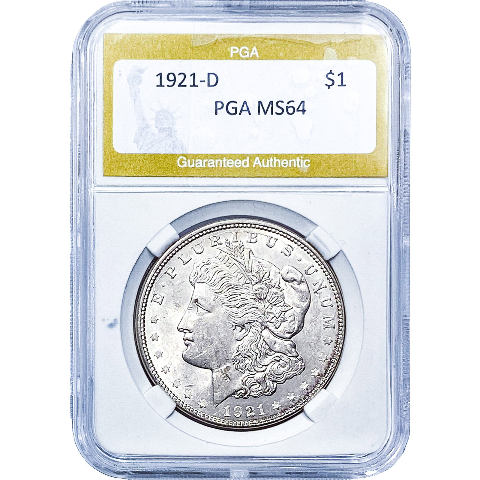 1921-D Morgan Silver Dollar PGA MS64: 1921-D Morgan Silver Dollar PGA MS64