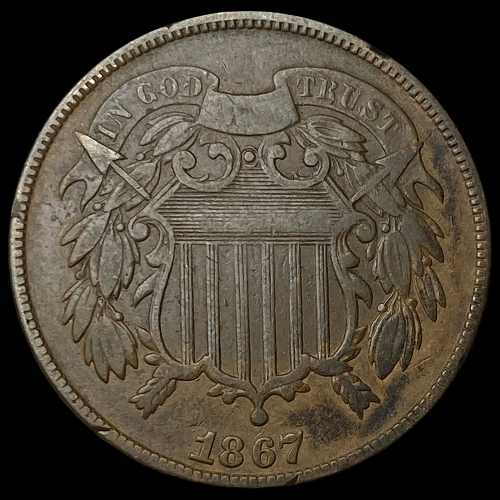 1867 Two-Cent Piece NICELY CIRCULATED: 1867 Two-Cent Piece NICELY CIRCULATED