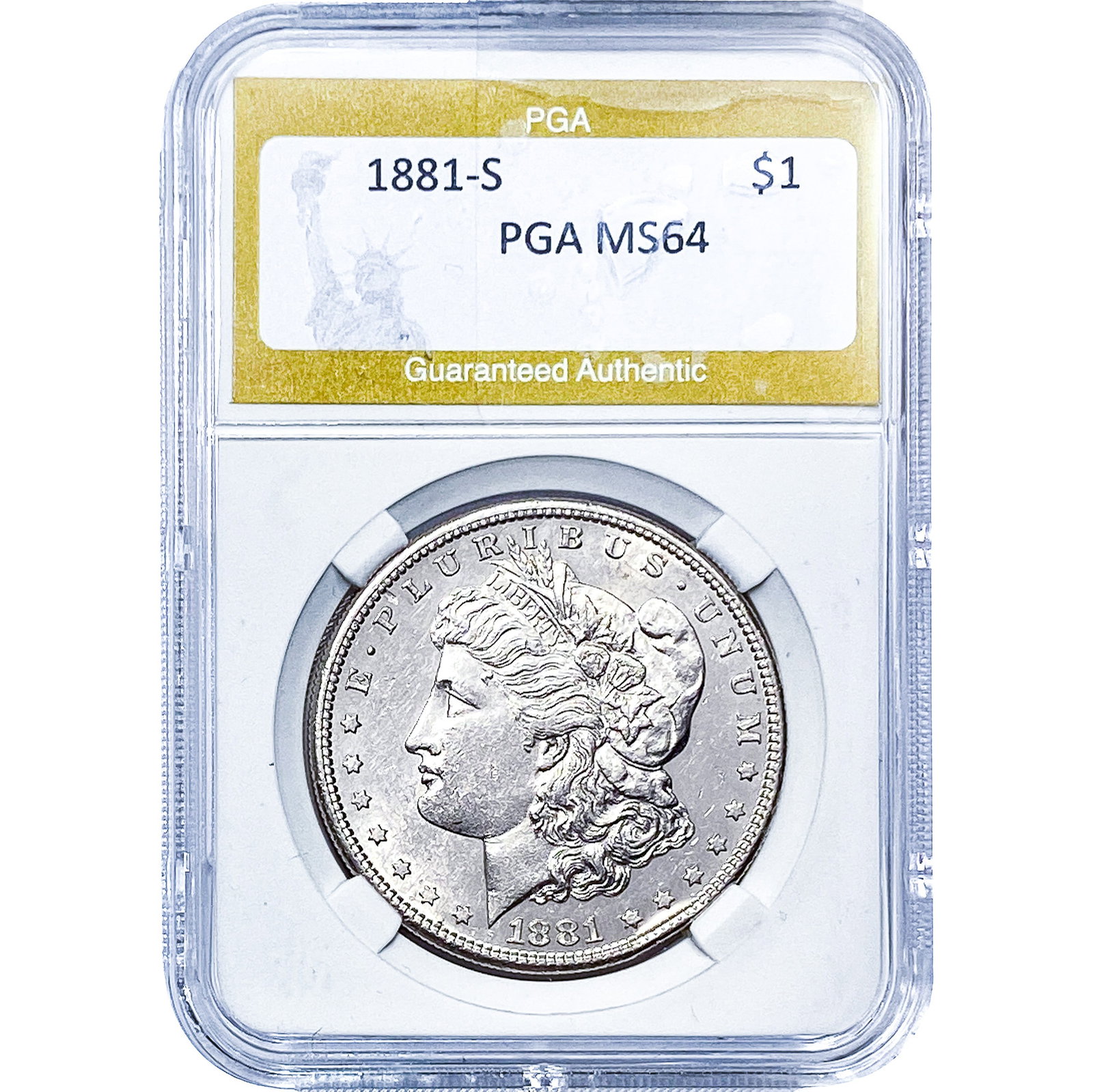 1881-S Morgan Silver Dollar PGA MS64: 1881-S Morgan Silver Dollar PGA MS64