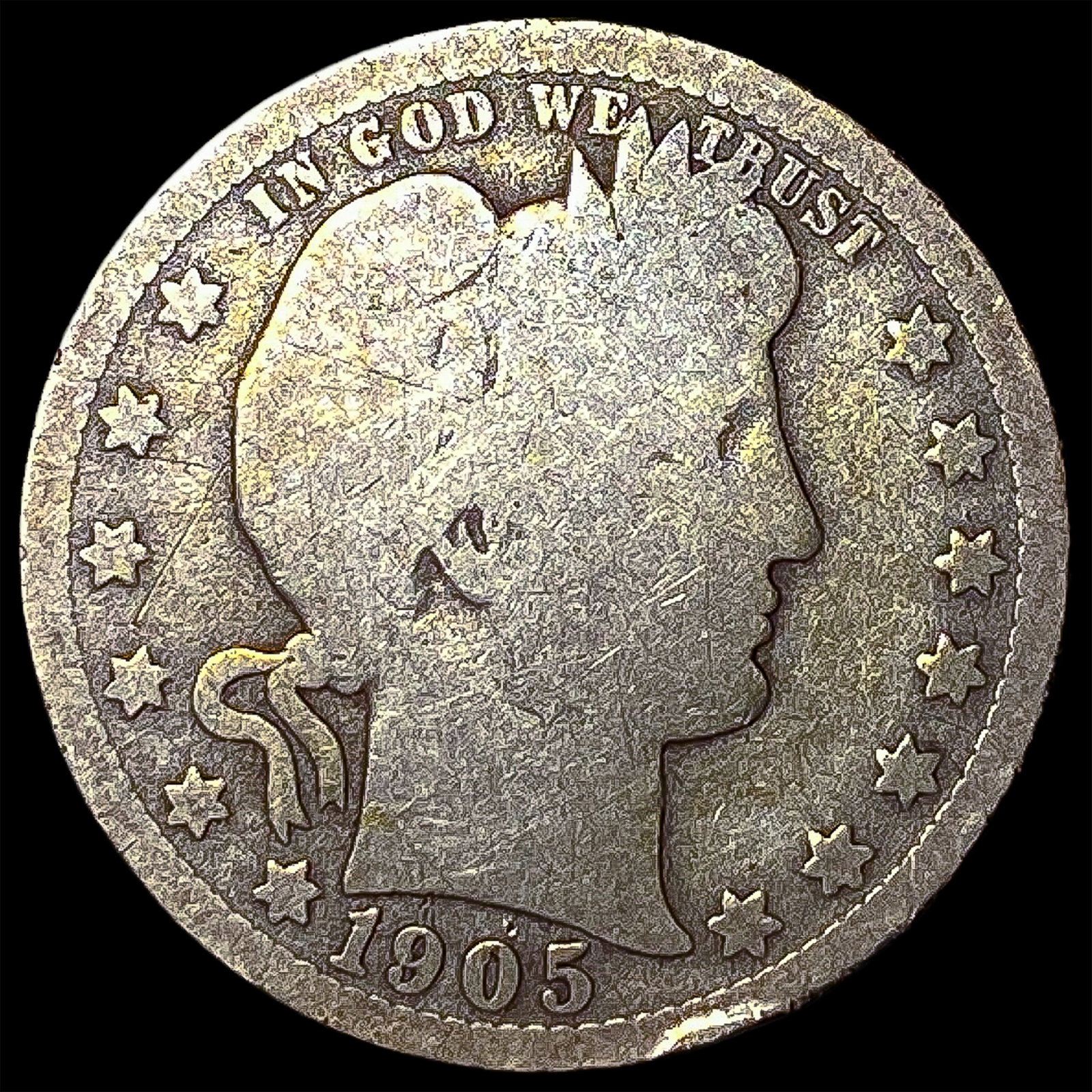 1905-O Silver Barber Quarter NICELY CIRCULATED: 1905-O Silver Barber Quarter NICELY CIRCULATED