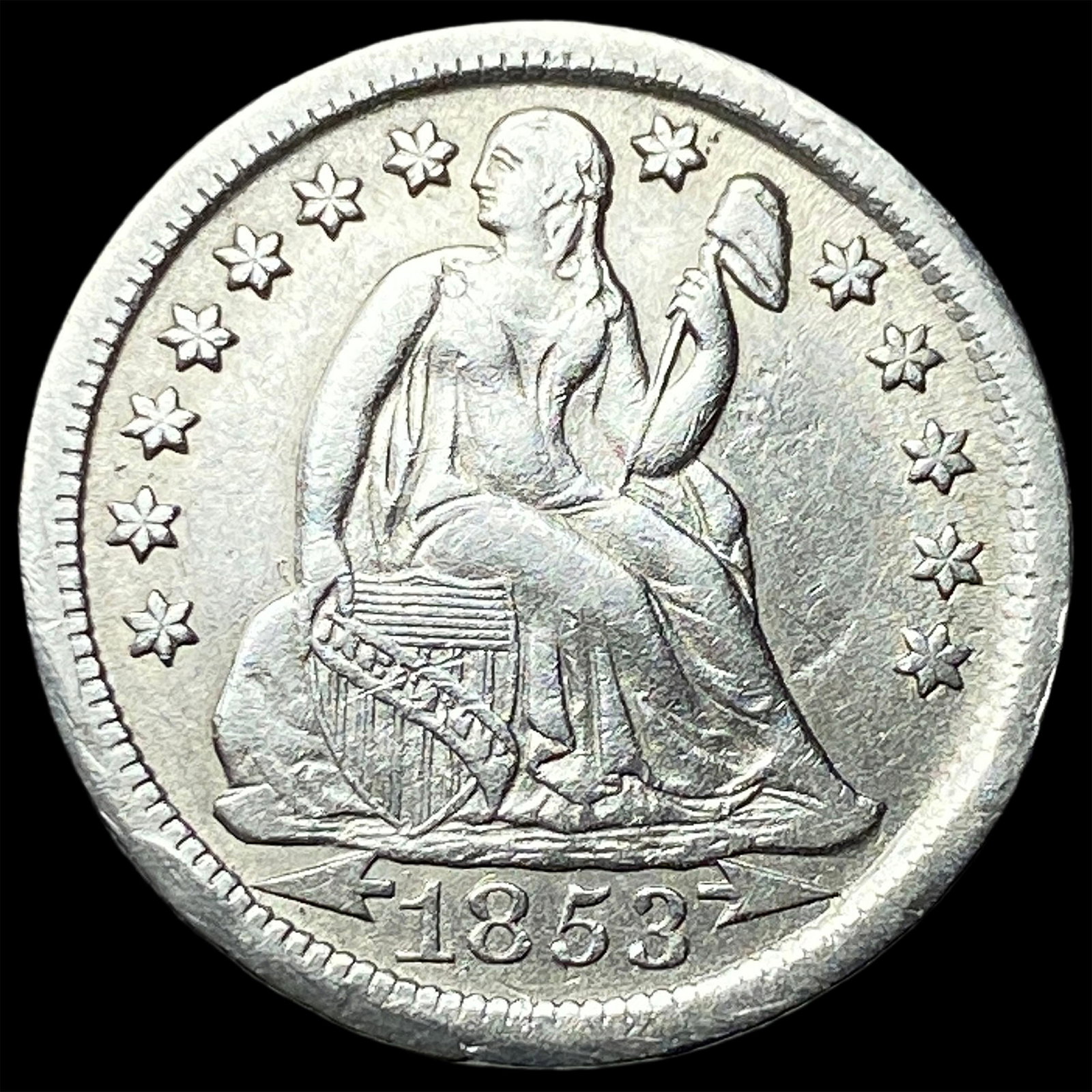 1853 Arrows Seated Liberty Dime CLOSELY UNCIRCULATED (1 of 2)