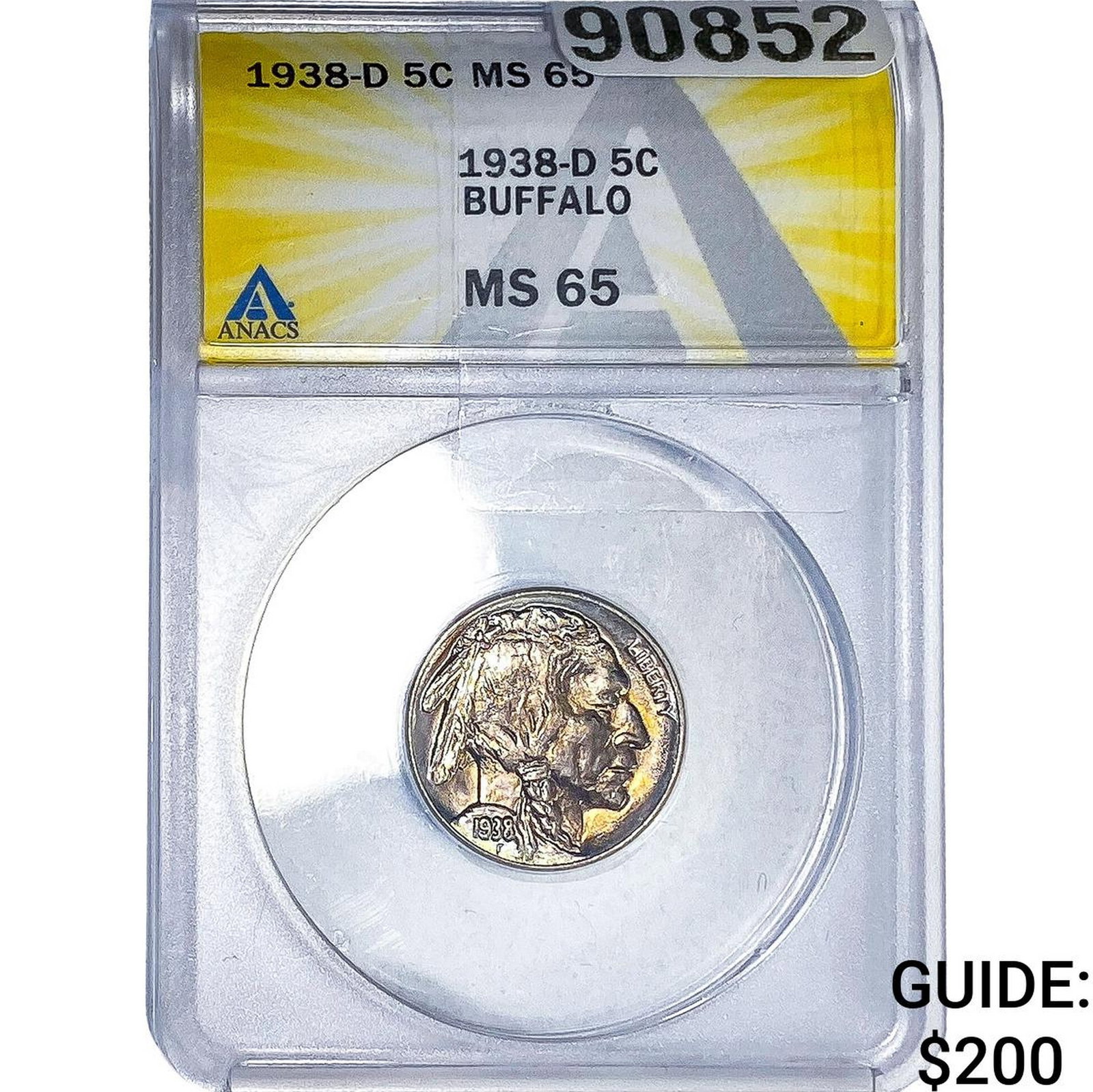 1938-D Buffalo Nickel ANACS MS65: 1938-D Buffalo Nickel ANACS MS65