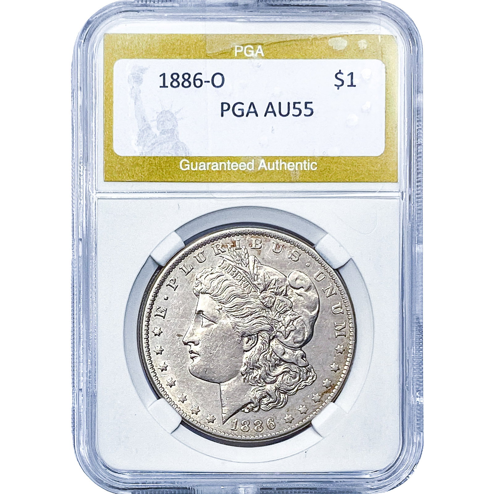 1886-O Morgan Silver Dollar PGA AU55 (1 of 2)