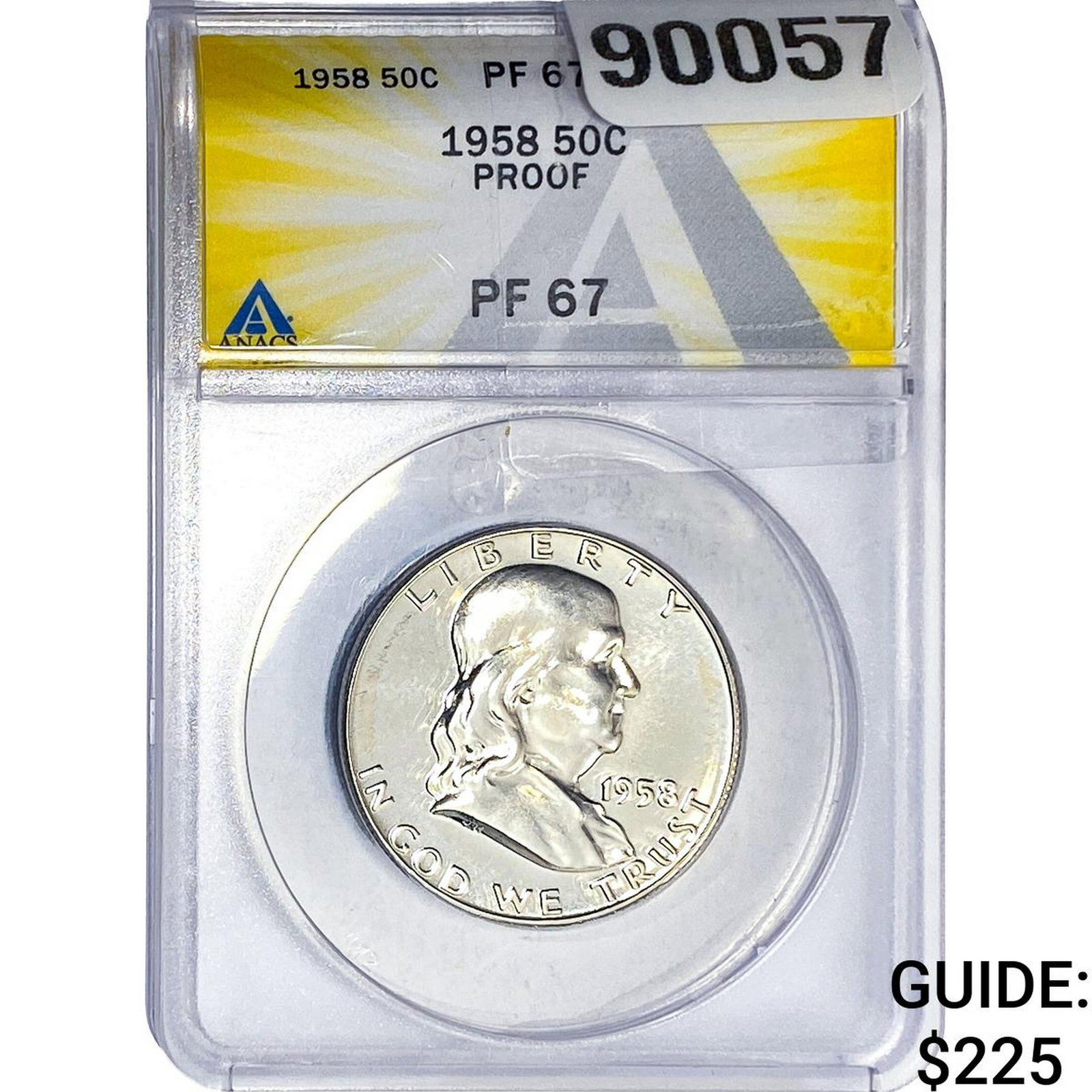 1958 Franklin Half Dollar ANACS PF67 PROOF: 1958 Franklin Half Dollar ANACS PF67 PROOF