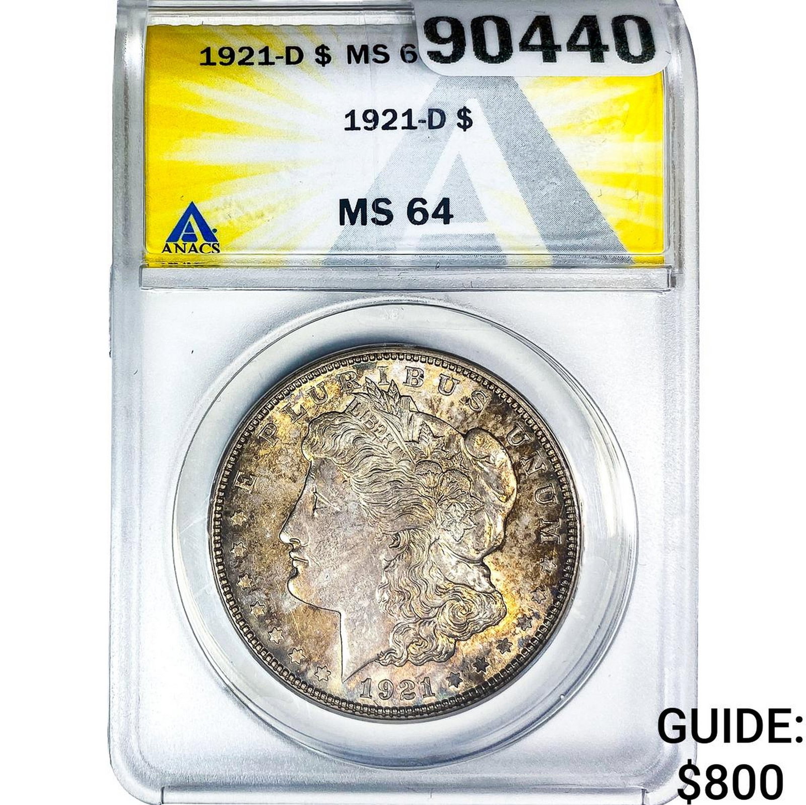 1921-D Morgan Silver Dollar ANACS MS64: 1921-D Morgan Silver Dollar ANACS MS64