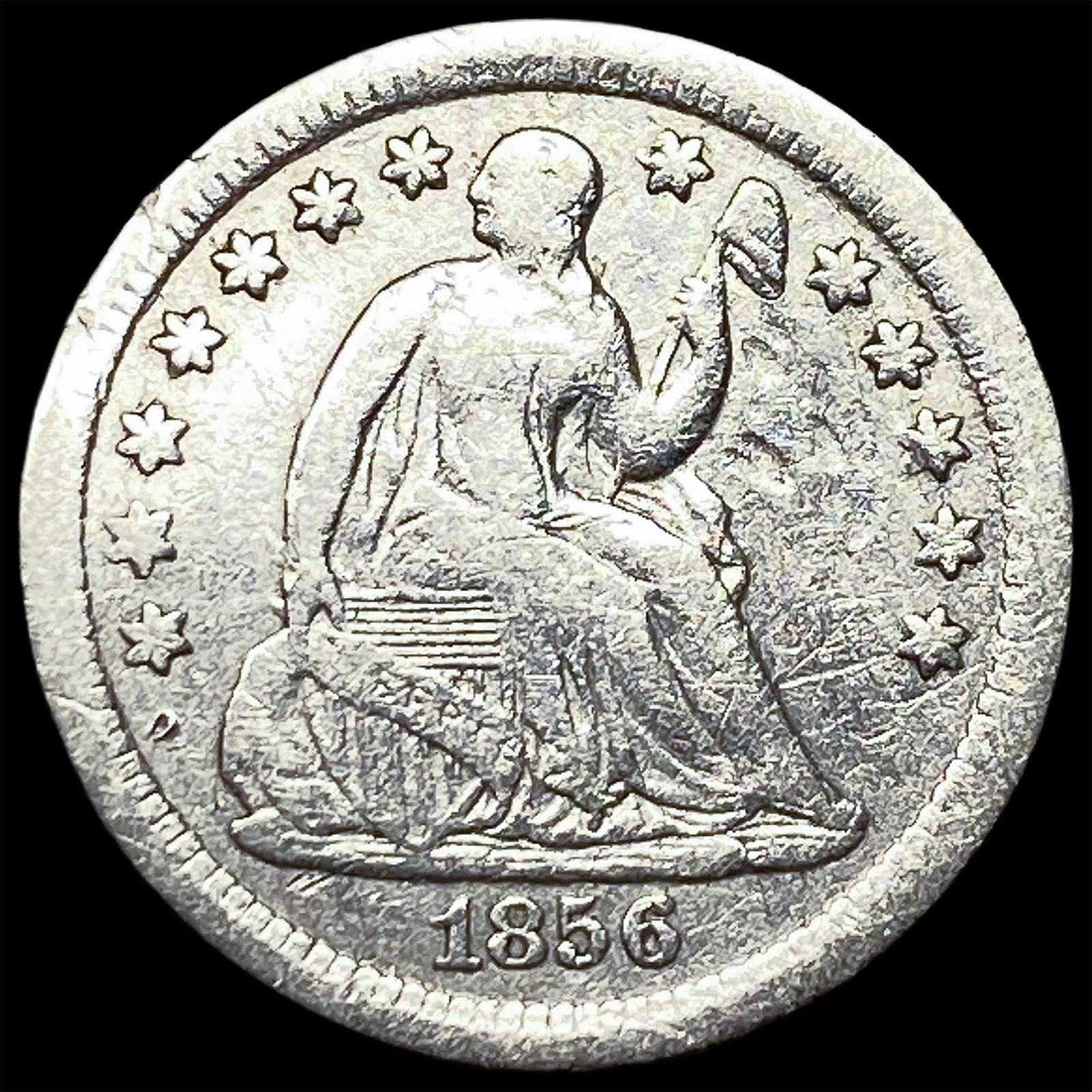 1856-O Silver Seated Liberty Half Dime NEARLY UNCIRCULATED: 1856-O Silver Seated Liberty Half Dime NEARLY UNCIRCULATED