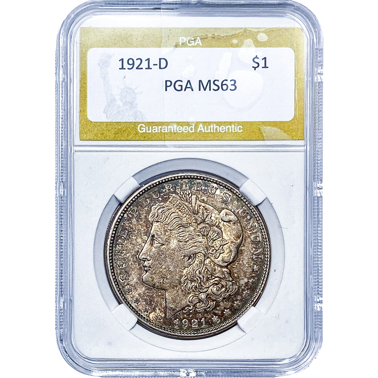 1921-D Morgan Silver Dollar PGA MS63: 1921-D Morgan Silver Dollar PGA MS63