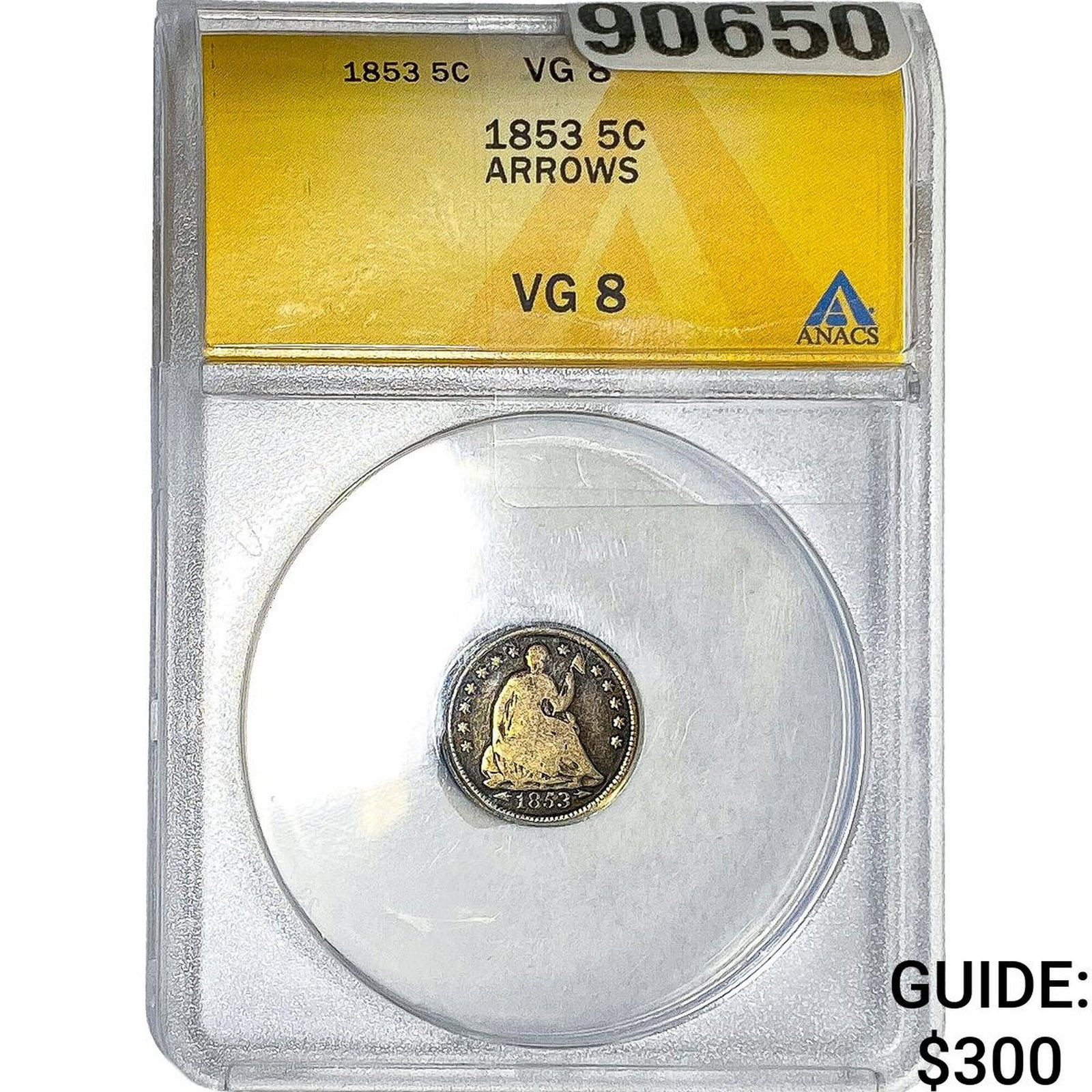 1853 Seated Liberty Nickel ANACS VG8: 1853 Seated Liberty Nickel ANACS VG8
