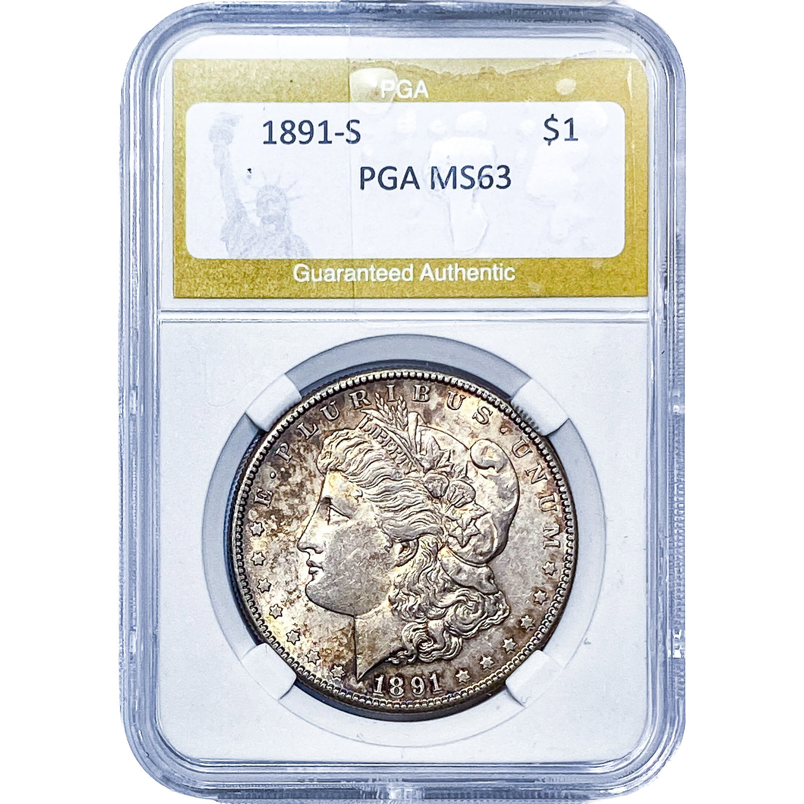 1891-S Morgan Silver Dollar PGA MS63: 1891-S Morgan Silver Dollar PGA MS63