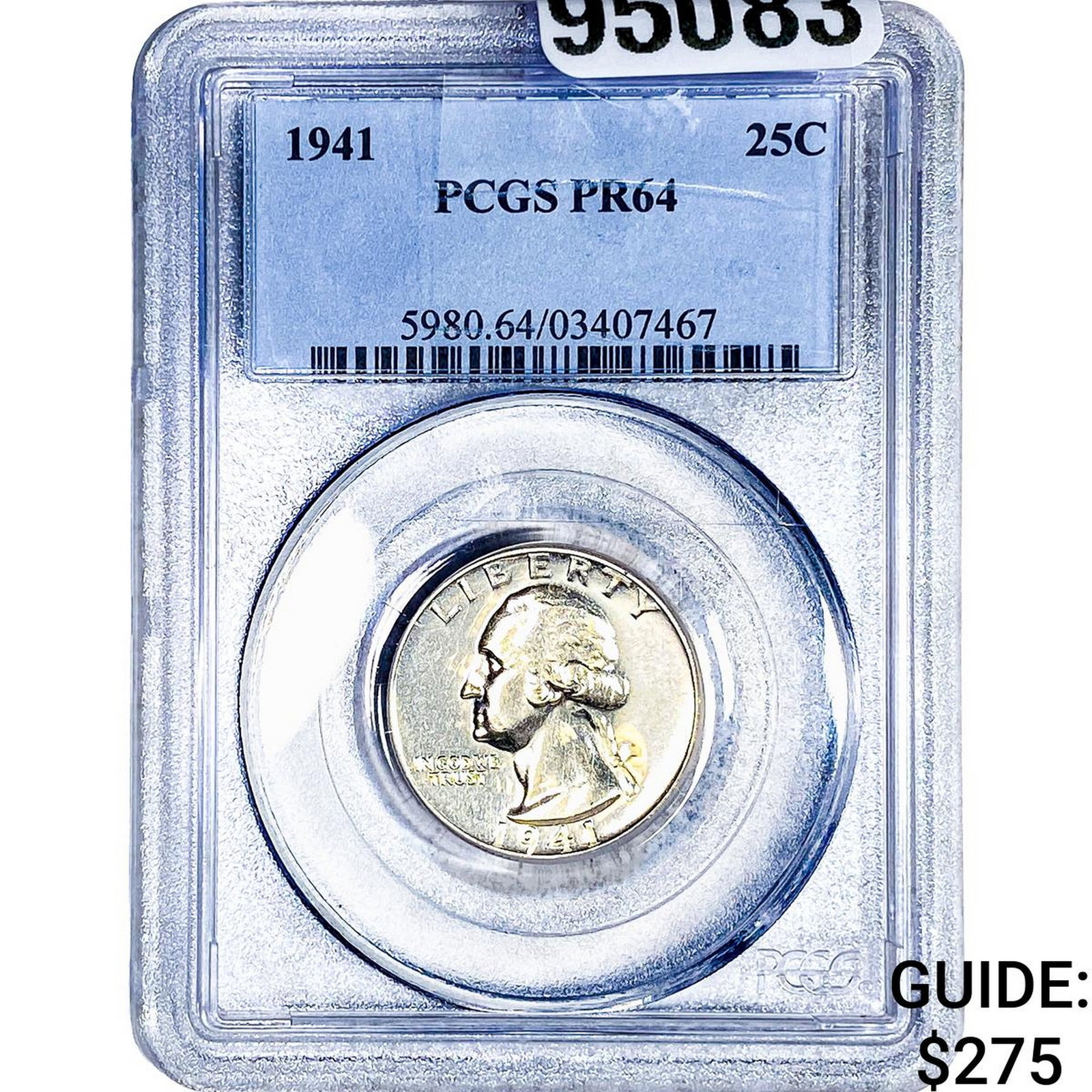 1941 Washington Silver Quarter PCGS PR64: 1941 Washington Silver Quarter PCGS PR64