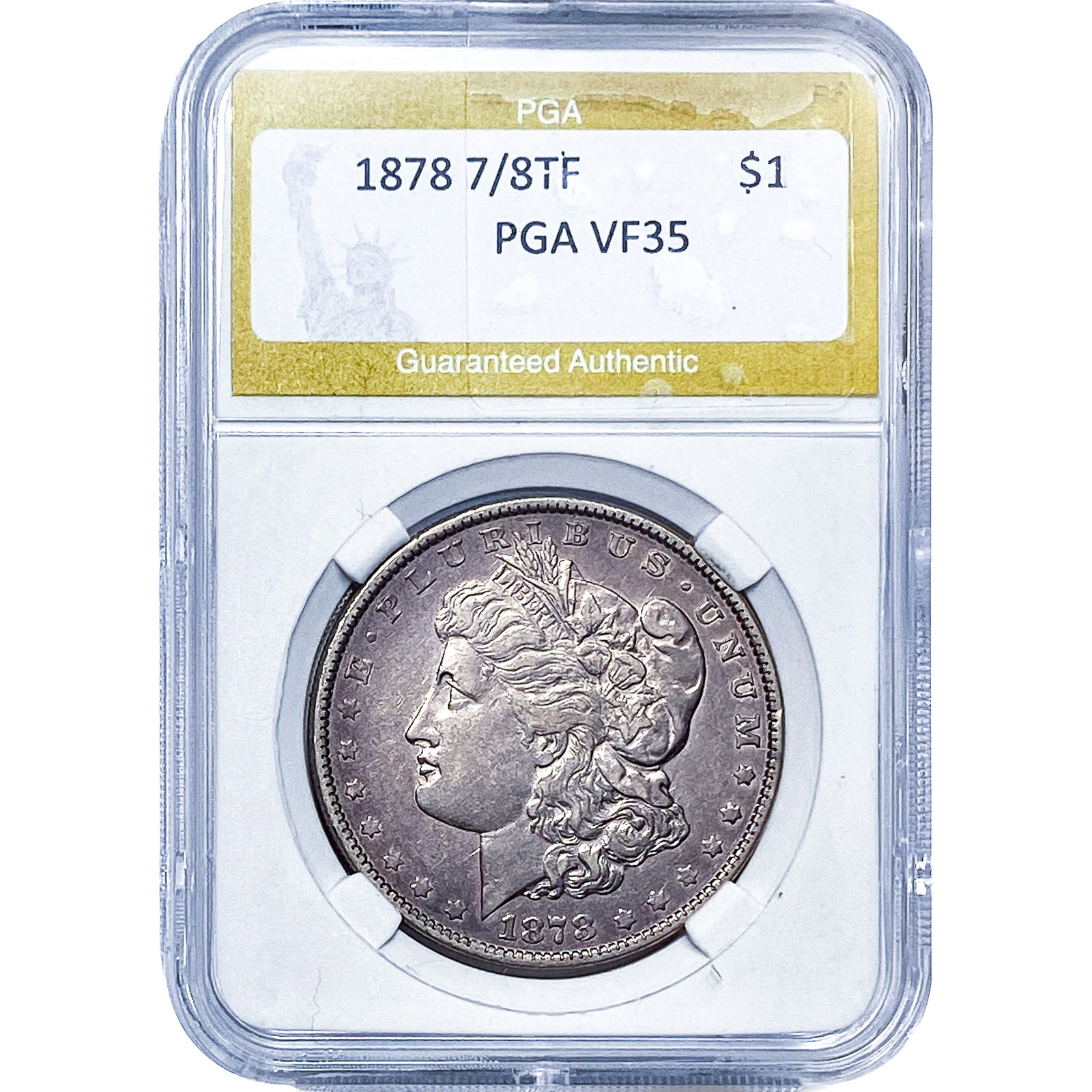 1878 7/8TF Morgan Silver Dollar PGA VF35: 1878 7/8TF Morgan Silver Dollar PGA VF35