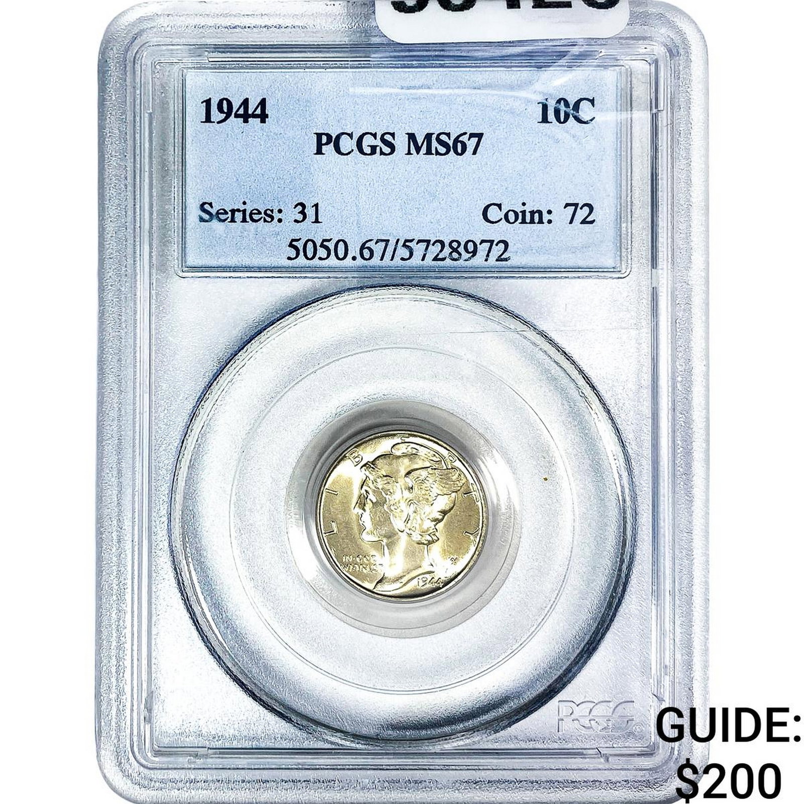 1944 Mercury Silver Dime PCGS MS67: 1944 Mercury Silver Dime PCGS MS67