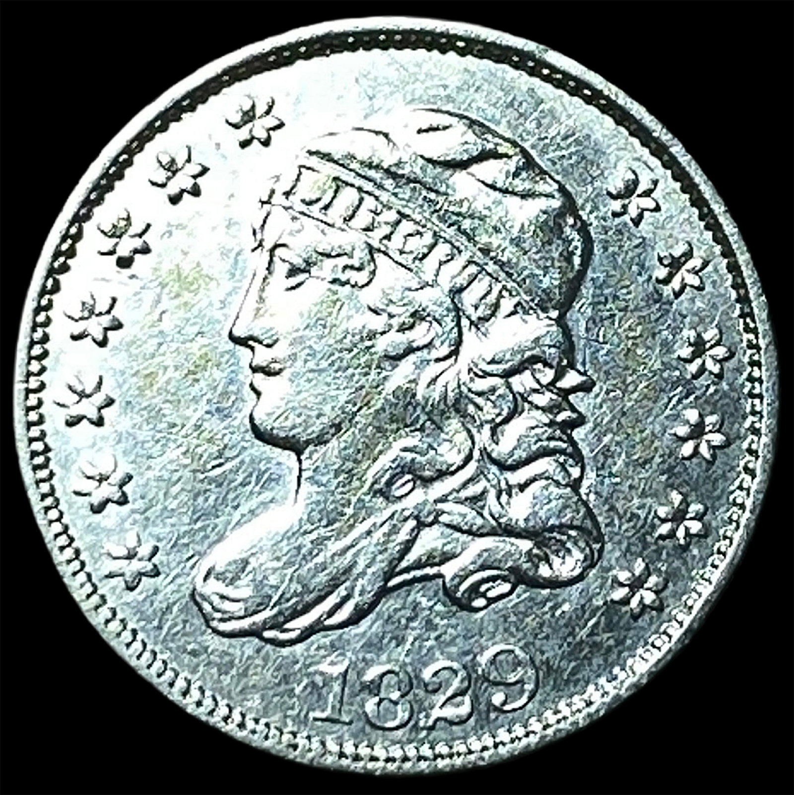 1829 Capped Bust Silver Half Dime CLOSELY UNCIRCULATED (1 of 2)