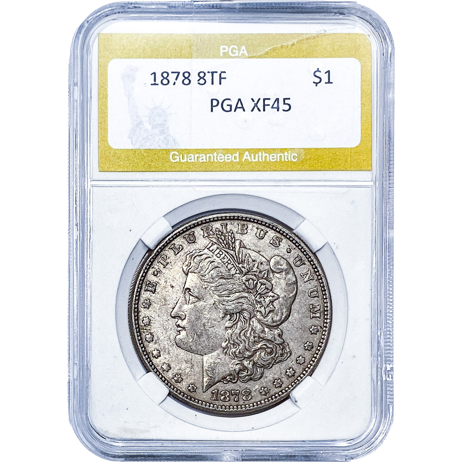 1878 8TF Morgan Silver Dollar PGA XF45: 1878 8TF Morgan Silver Dollar PGA XF45