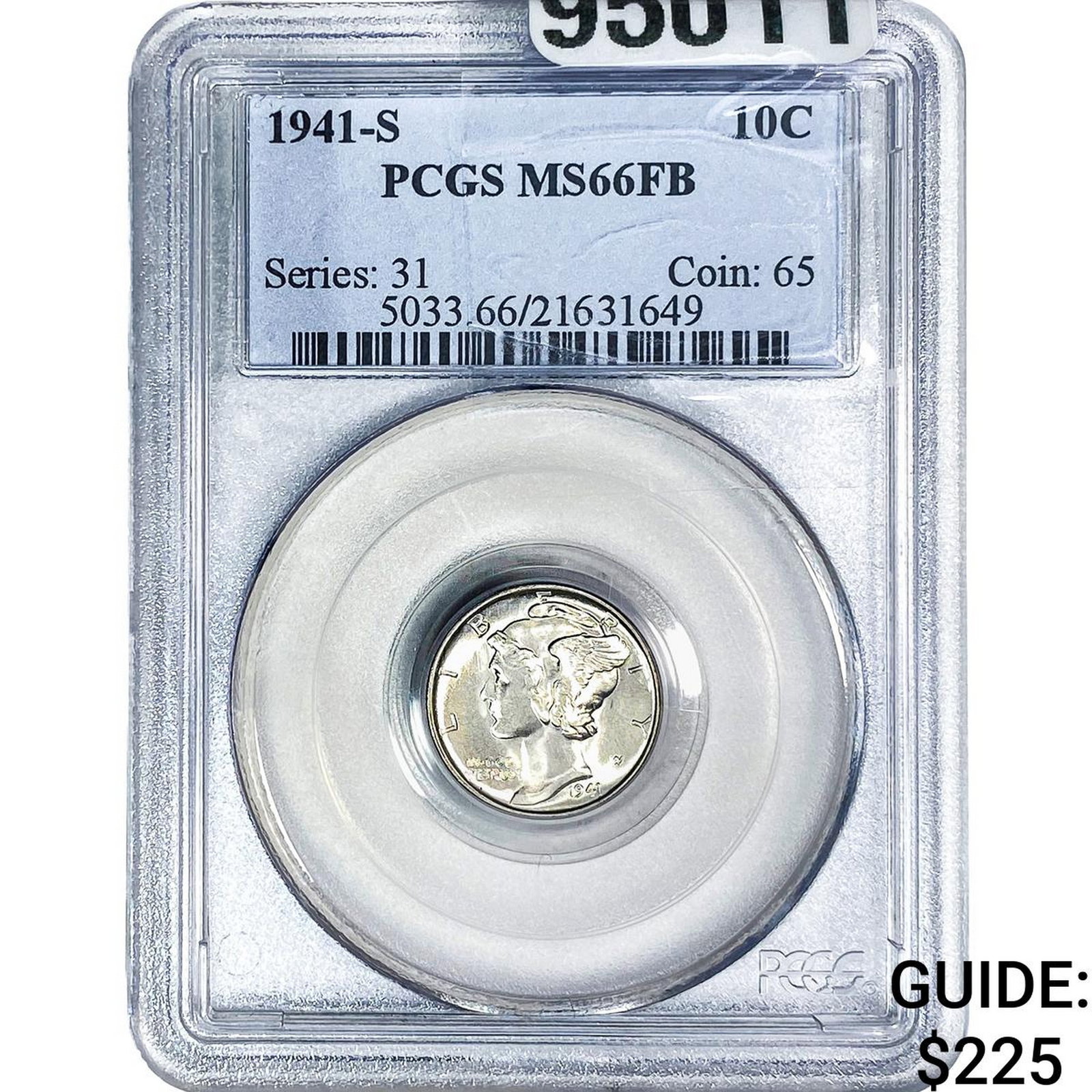 1941-S Mercury Silver Dime PCGS MS66 FB: 1941-S Mercury Silver Dime PCGS MS66 FB