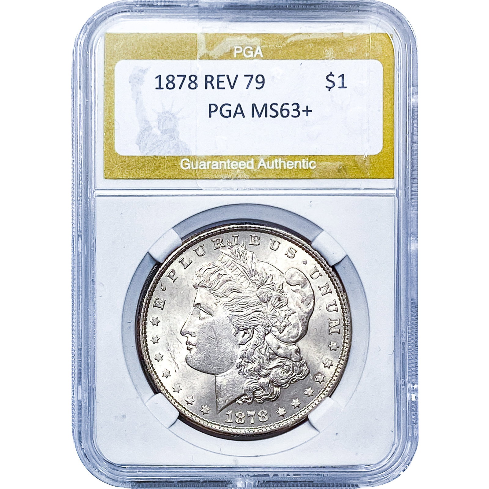 1878 Rev 79 Morgan Silver Dollar PGA MS63+: 1878 Rev 79 Morgan Silver Dollar PGA MS63+