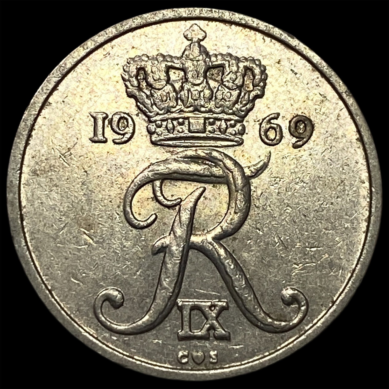 1969 Denmark Copper Nickel 10 Ore: 1969 Denmark Copper Nickel 10 Ore