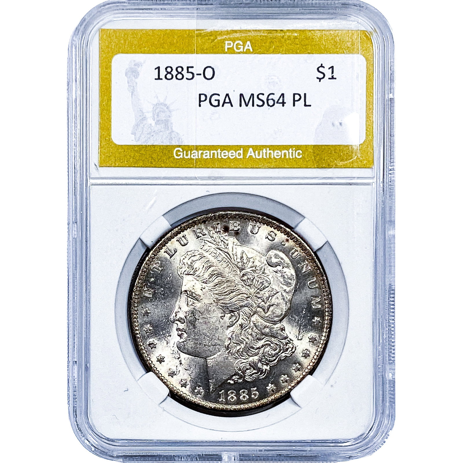 1885-O Morgan Silver Dollar PGA MS64 PL: 1885-O Morgan Silver Dollar PGA MS64 PL