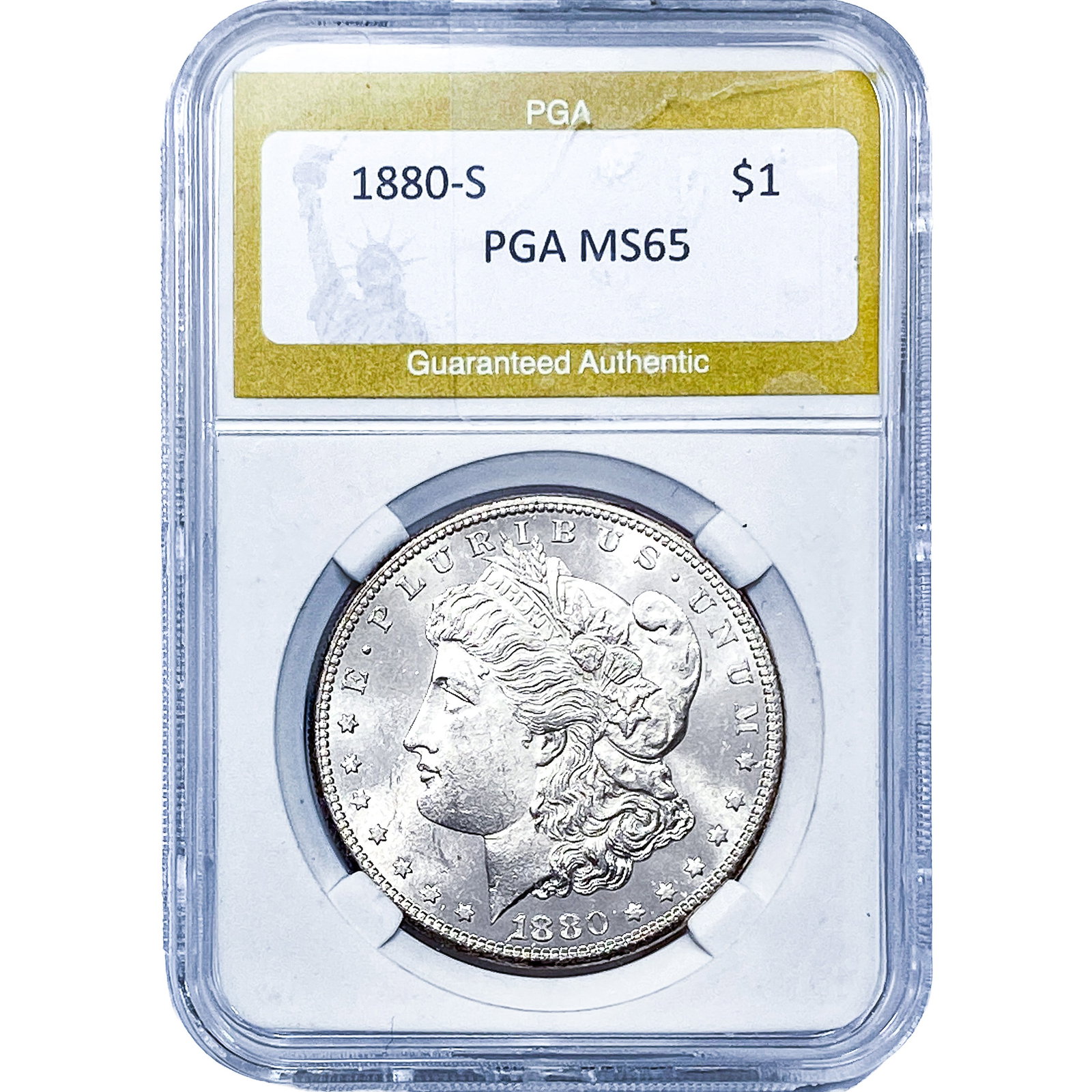 1880-S Morgan Silver Dollar PGA MS65: 1880-S Morgan Silver Dollar PGA MS65