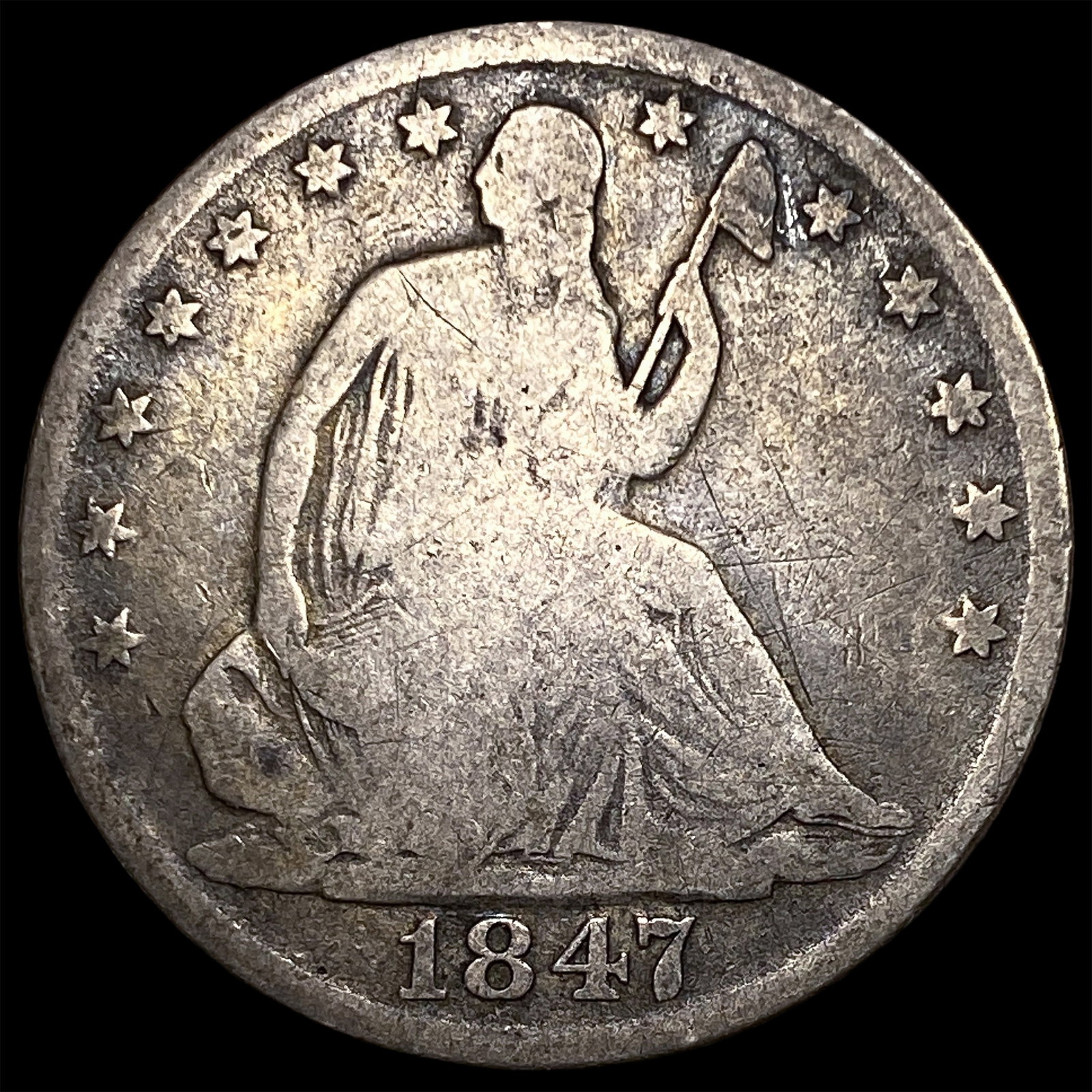 1847-O Silver Seated Liberty Half Dollar NICELY CIRCULATED: 1847-O Silver Seated Liberty Half Dollar NICELY CIRCULATED