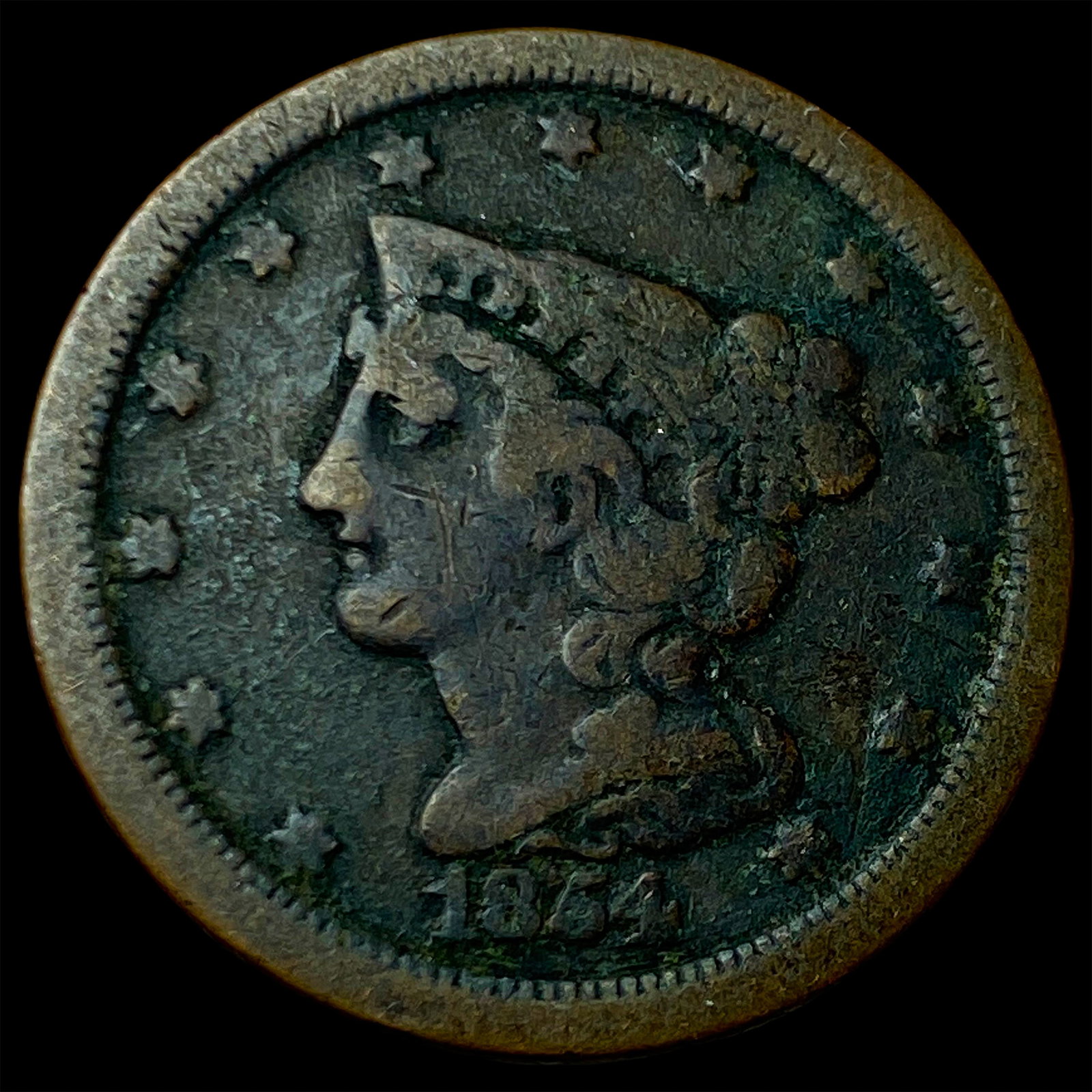 1854 Braided Hair Half Cent LIGHTLY CIRCULATED: 1854 Braided Hair Half Cent LIGHTLY CIRCULATED