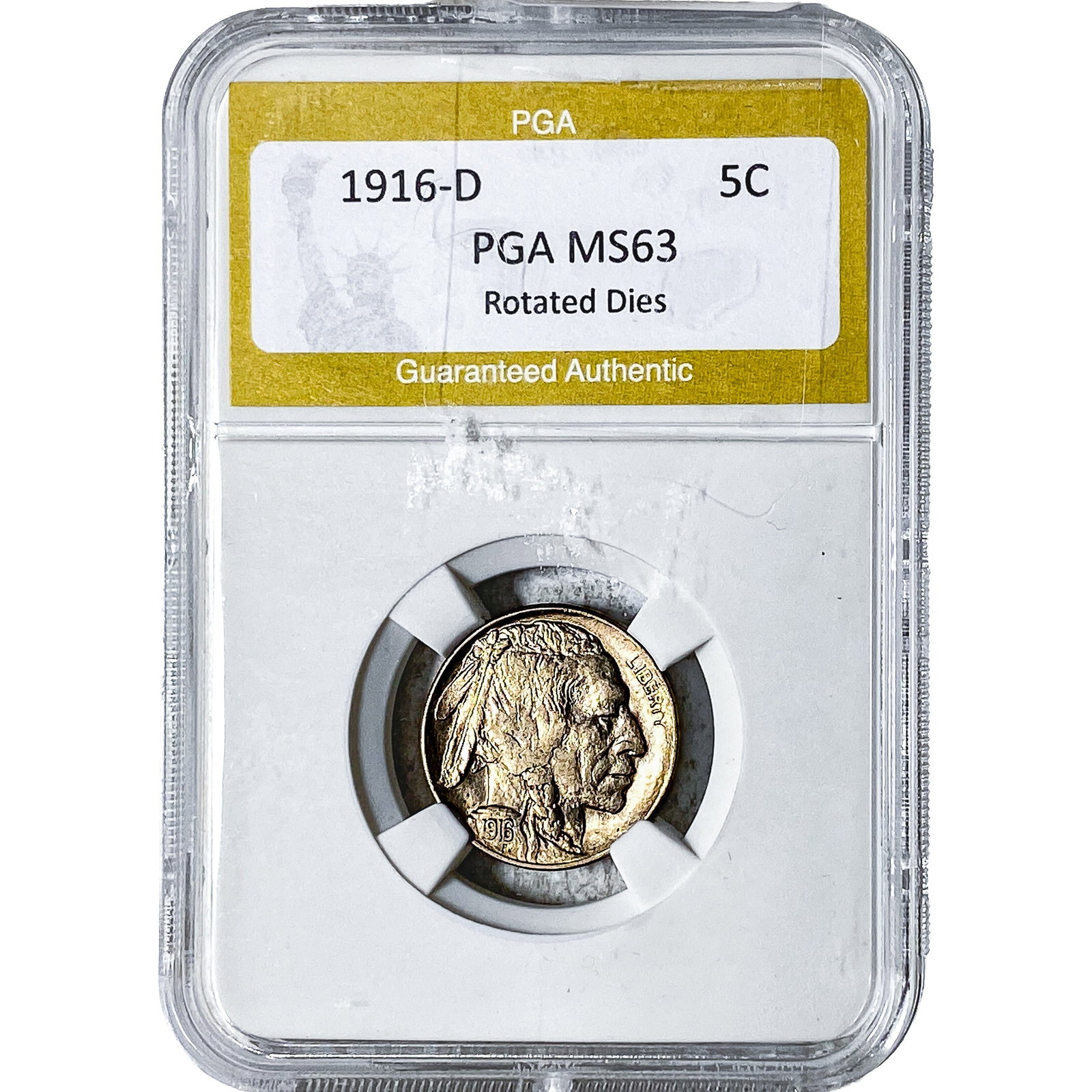 1916-D Buffalo Nickel PGA MS63 Rotated Dies (1 of 2)