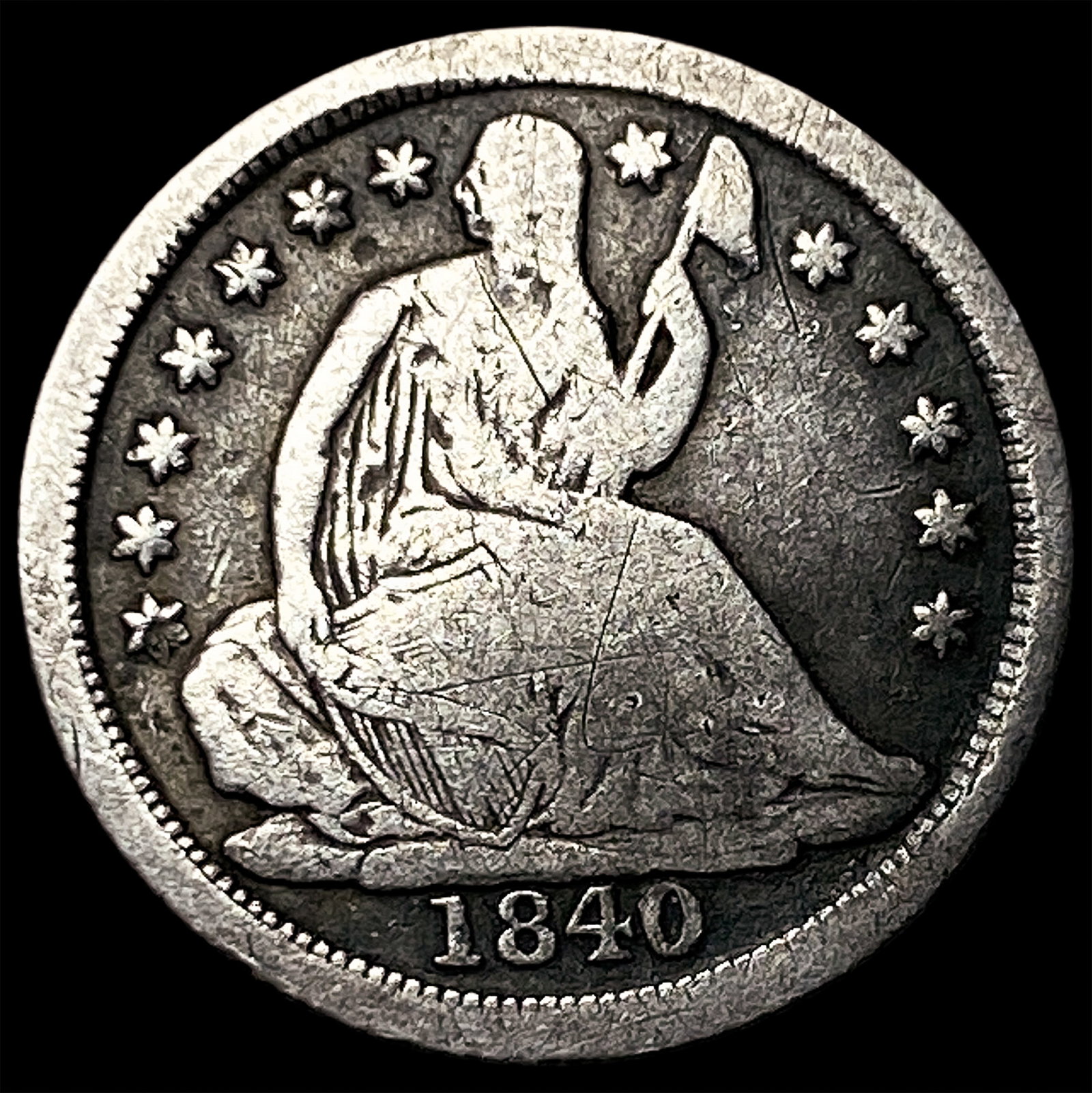 1840-O Silver Seated Liberty Half Dime NICELY CIRCULATED: 1840-O Silver Seated Liberty Half Dime NICELY CIRCULATED