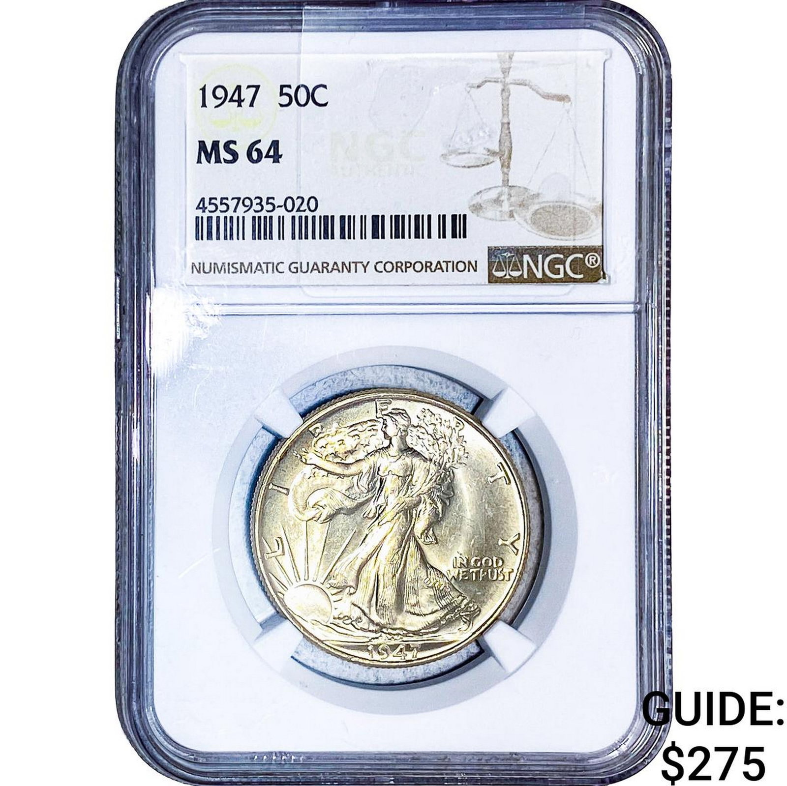 1947 Walking Liberty Half Dollar NGC MS64: 1947 Walking Liberty Half Dollar NGC MS64