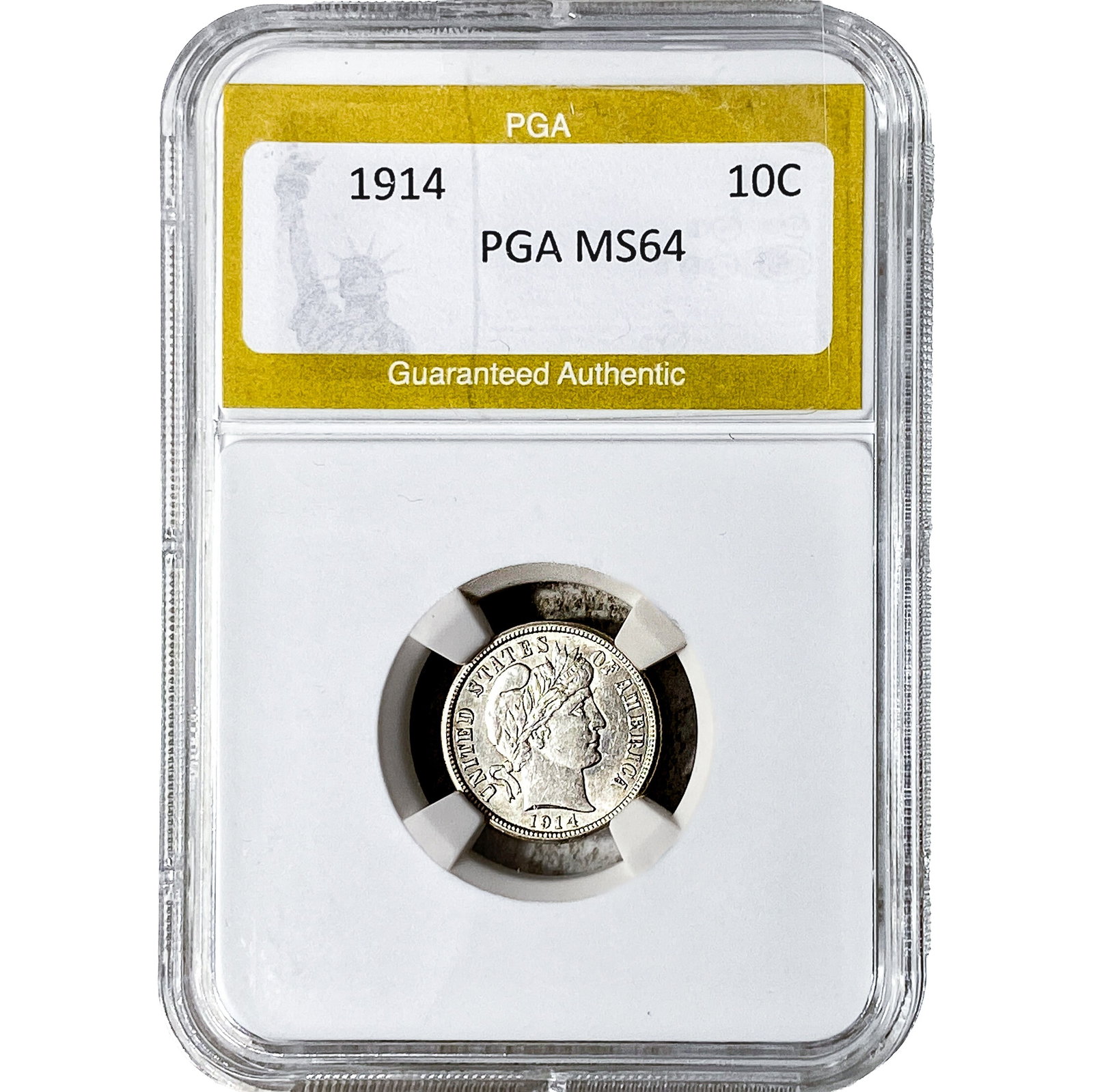 1914 Barber Dime PGA MS64: 1914 Barber Dime PGA MS64