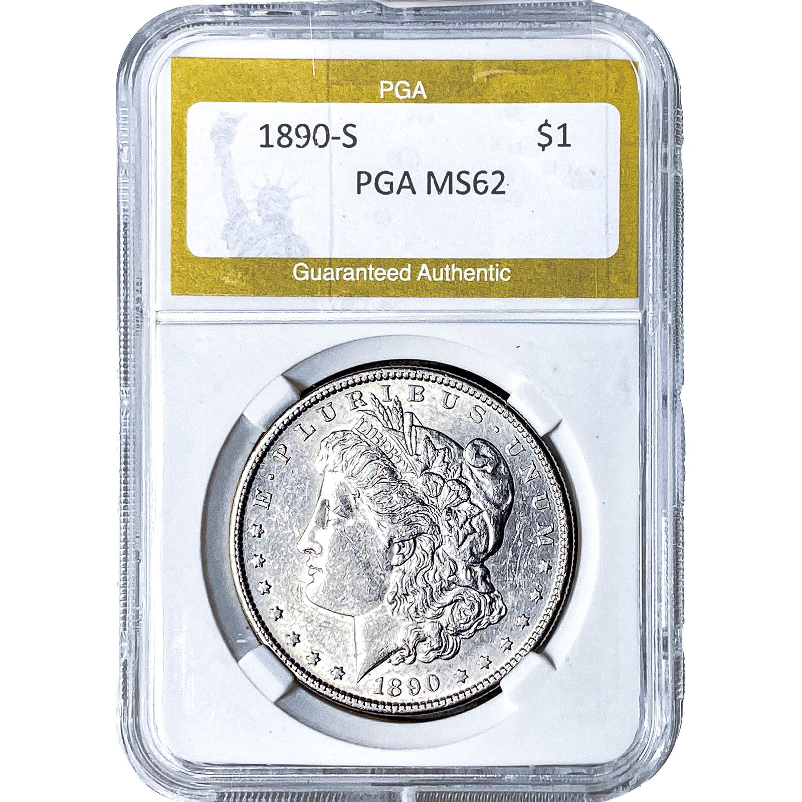 1890-S Morgan Silver Dollar PGA MS62: 1890-S Morgan Silver Dollar PGA MS62