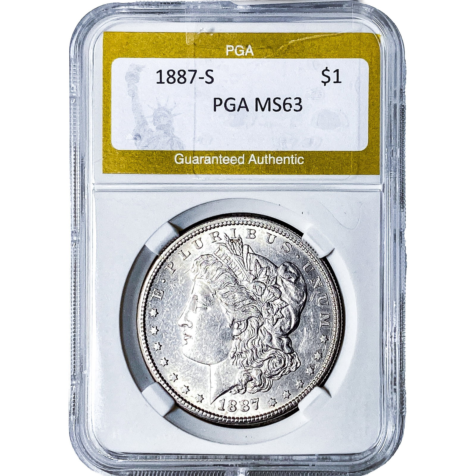 1887-S Morgan Silver Dollar PGA MS63: 1887-S Morgan Silver Dollar PGA MS63