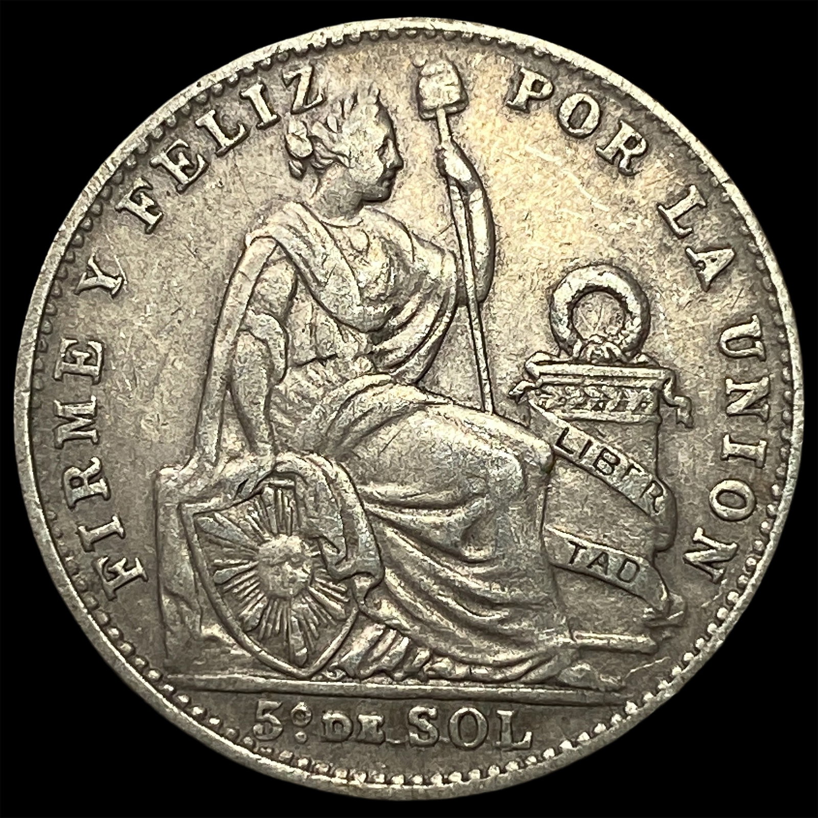 1914 FG Peru Silver 1/5 Sol: 1914 FG Peru Silver 1/5 Sol