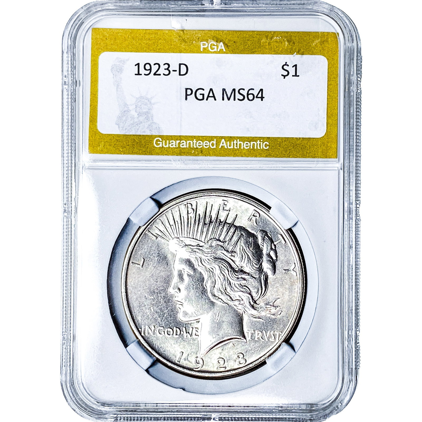 1923-D Silver Peace Dollar PGA MS64: 1923-D Silver Peace Dollar PGA MS64