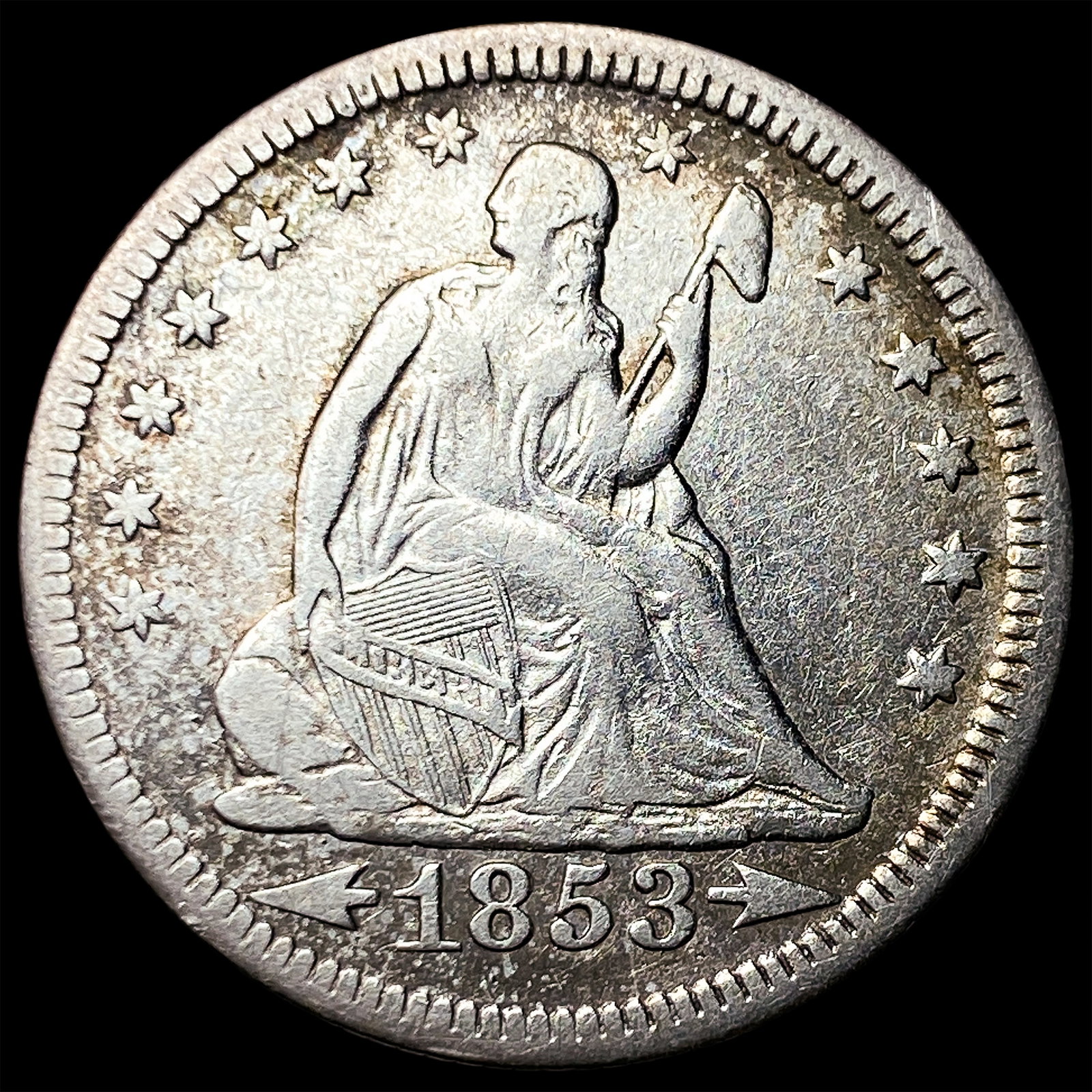 1853 Arrows/Rays Seated Liberty Quarter NEARLY UNCIRCULATED: 1853 Arrows/Rays Seated Liberty Quarter NEARLY UNCIRCULATED