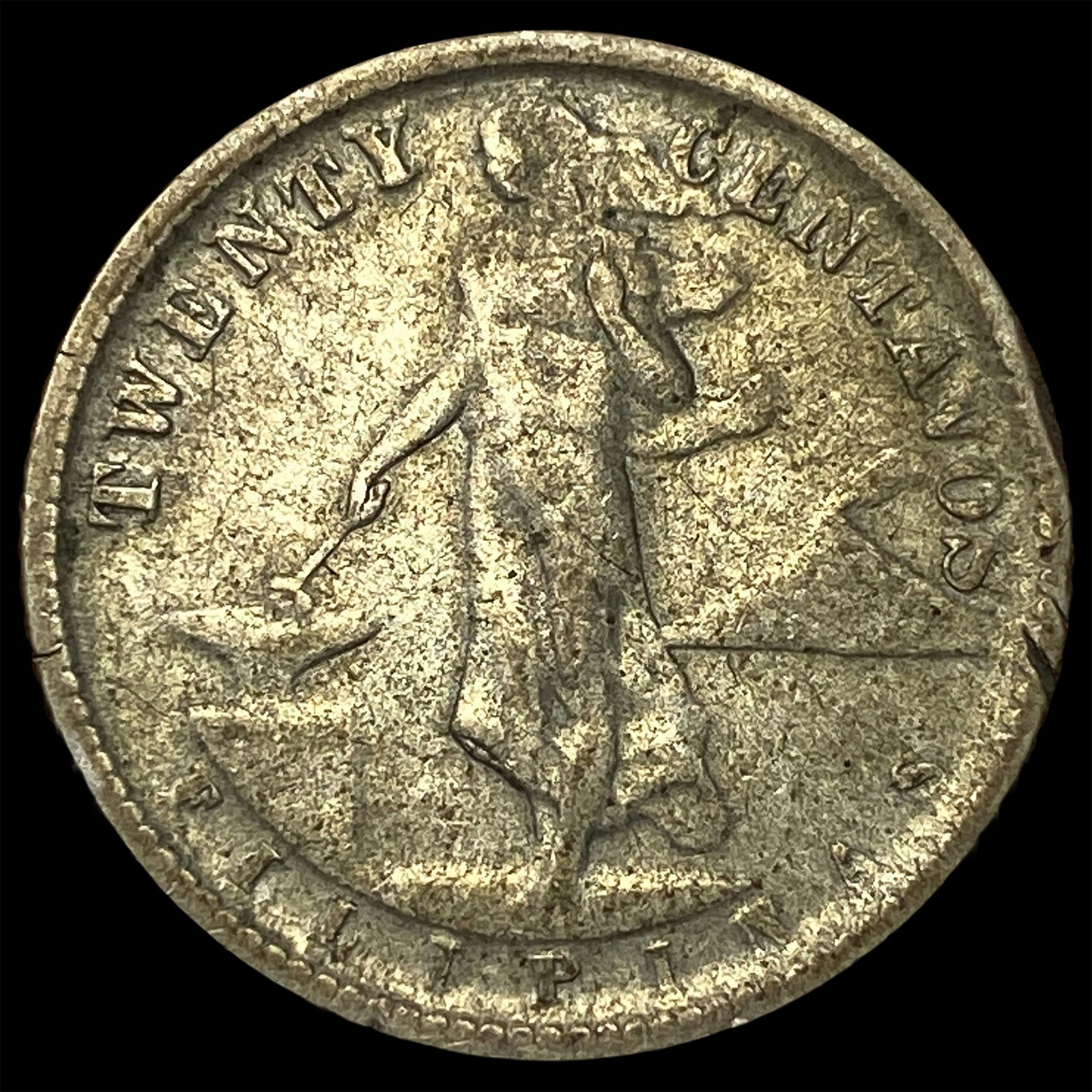 1920 Philippines Silver 20 Centavos: 1920 Philippines Silver 20 Centavos