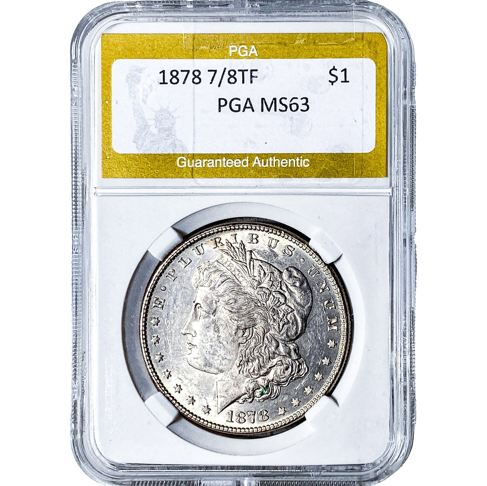 1878 7/8TF Morgan Silver Dollar PGA MS63: 1878 7/8TF Morgan Silver Dollar PGA MS63