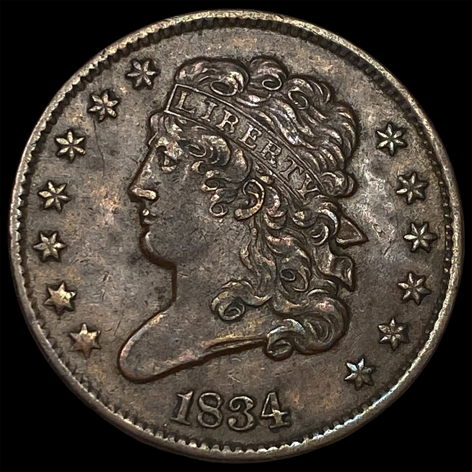 1834 Classic Head Half Cent CHOICE AU: 1834 Classic Head Half Cent CHOICE AU