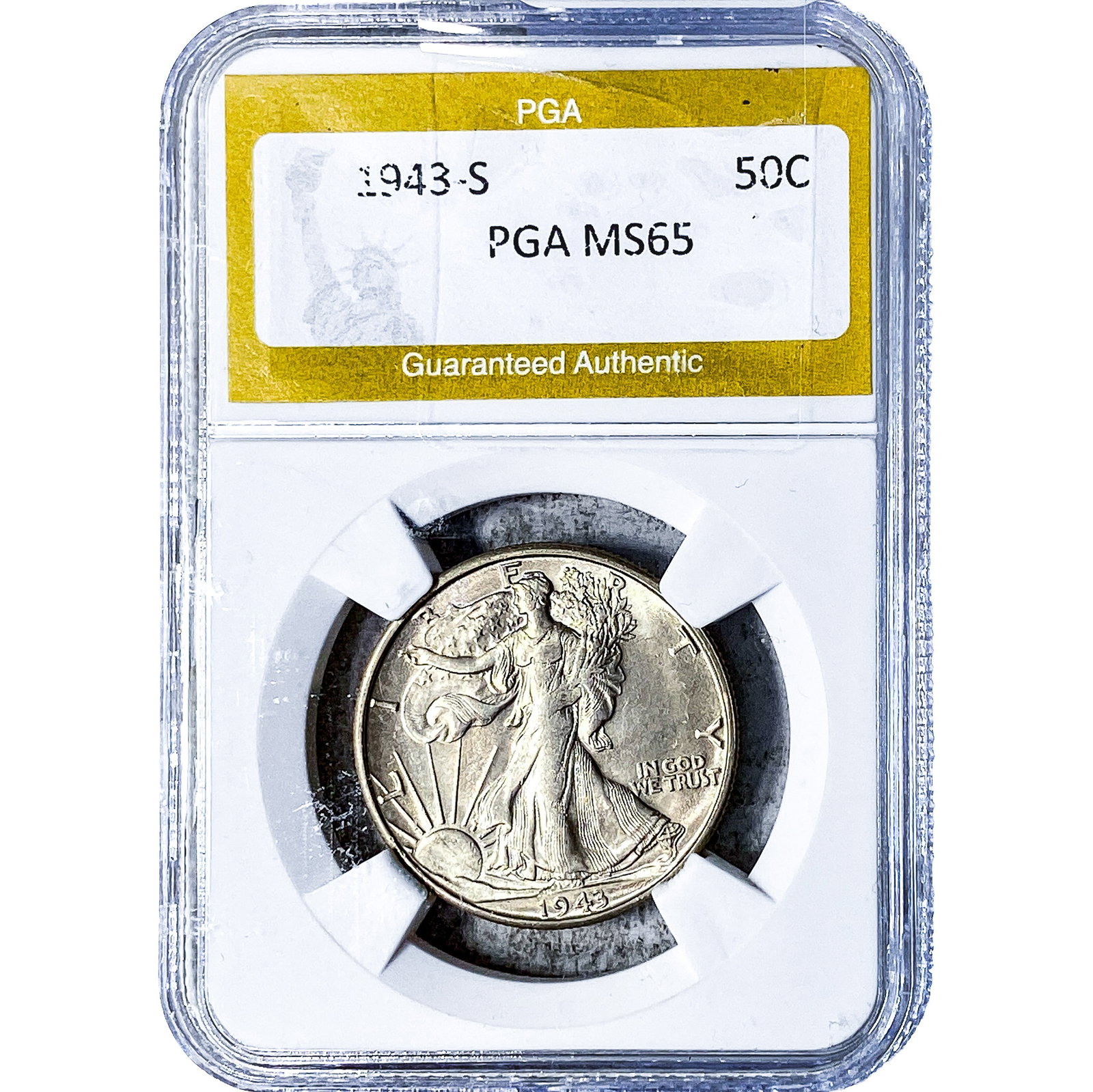 1943-S Walking Liberty Half Dollar PGA MS65: 1943-S Walking Liberty Half Dollar PGA MS65